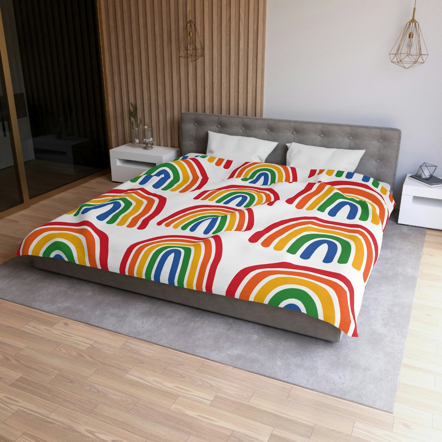 Rainbow Duvet, Multiple Rainbow, Rainbow Pattern, Drop Pattern, Duvet Cover