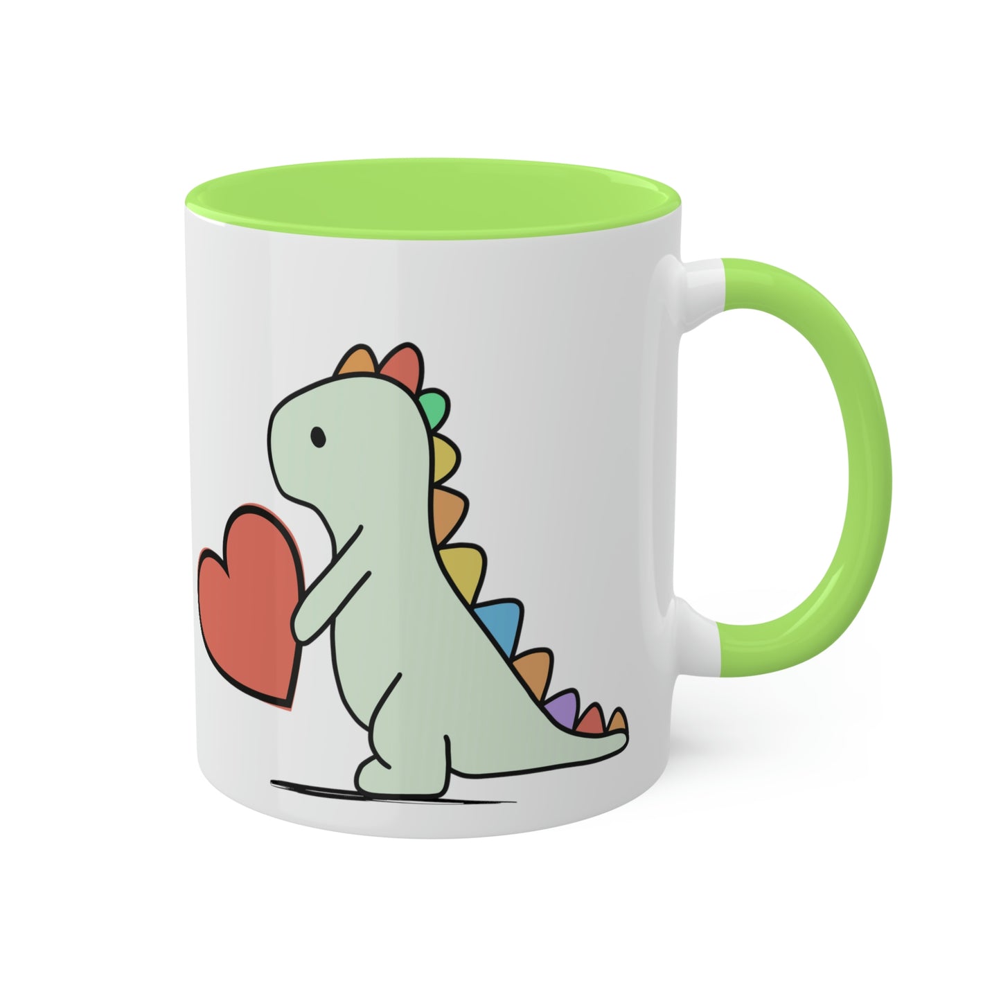 Rainbow Dinosaur, Rainbow Dino, Valentine, Multiple options, Colorful Mugs, 11oz