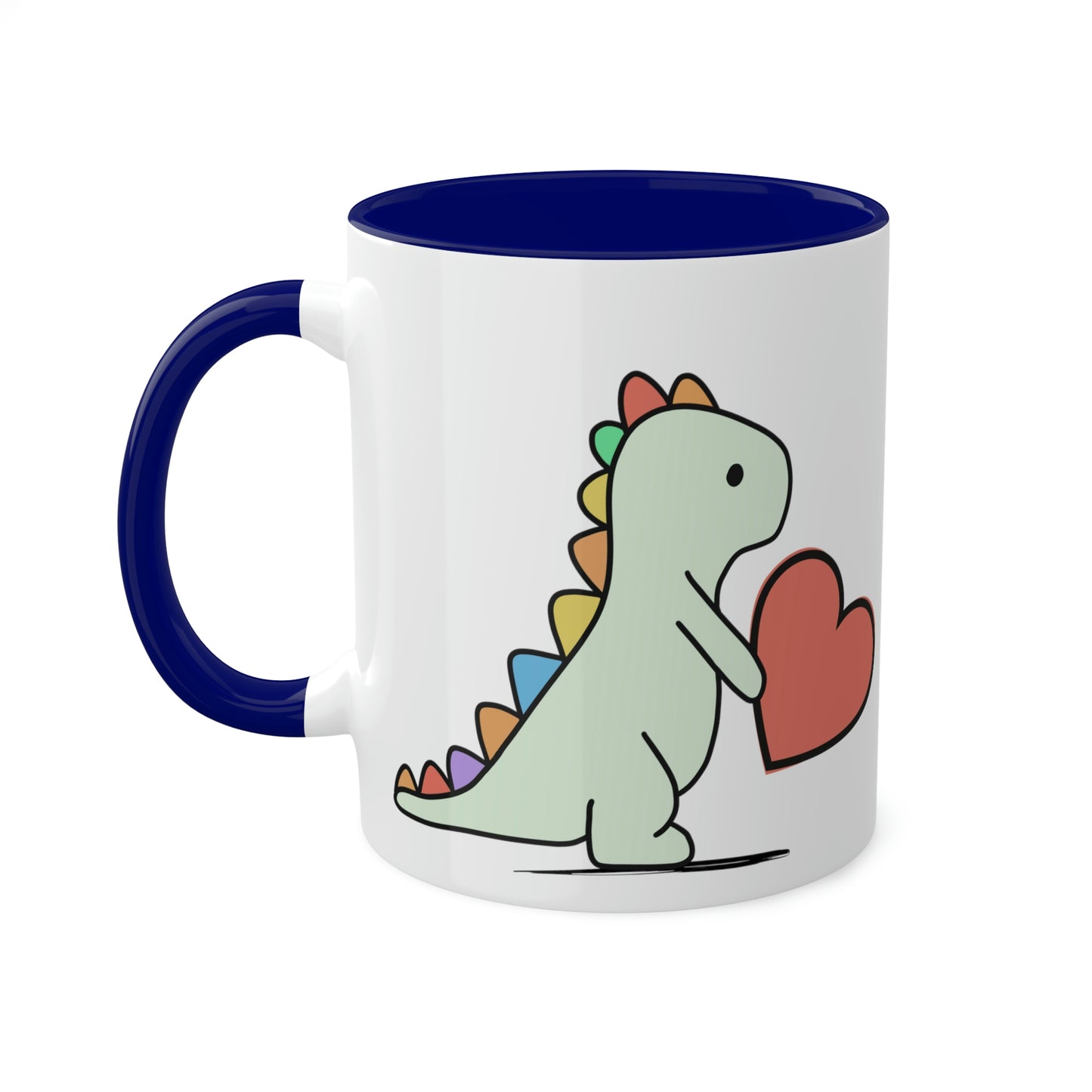 Rainbow Dinosaur, Rainbow Dino, Valentine, Multiple options, Colorful Mugs, 11oz