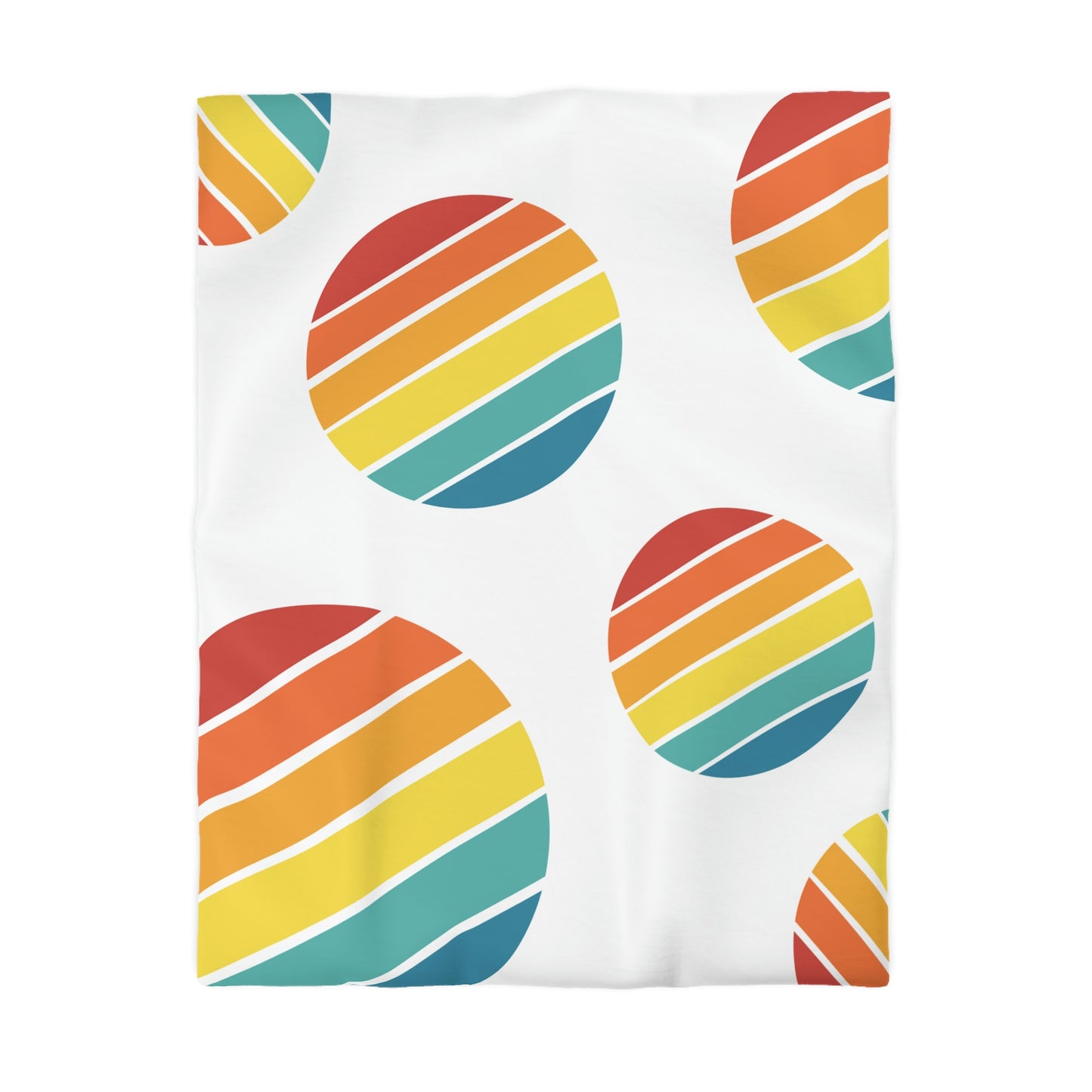Rainbow Circles - Rainbow Polka Dots, Vintage Circles, Microfiber Duvet Cover, queen, king