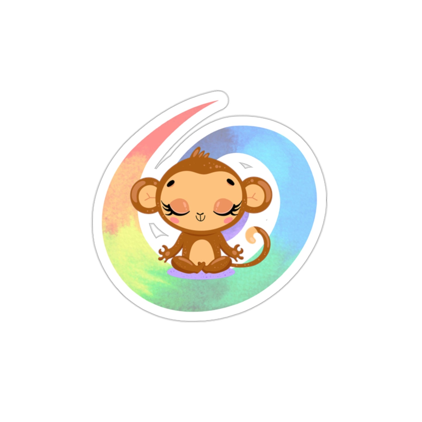 Meditation. Monkey, Monkey yoga,Rainbow, Die-Cut Stickers, Multiple sizes