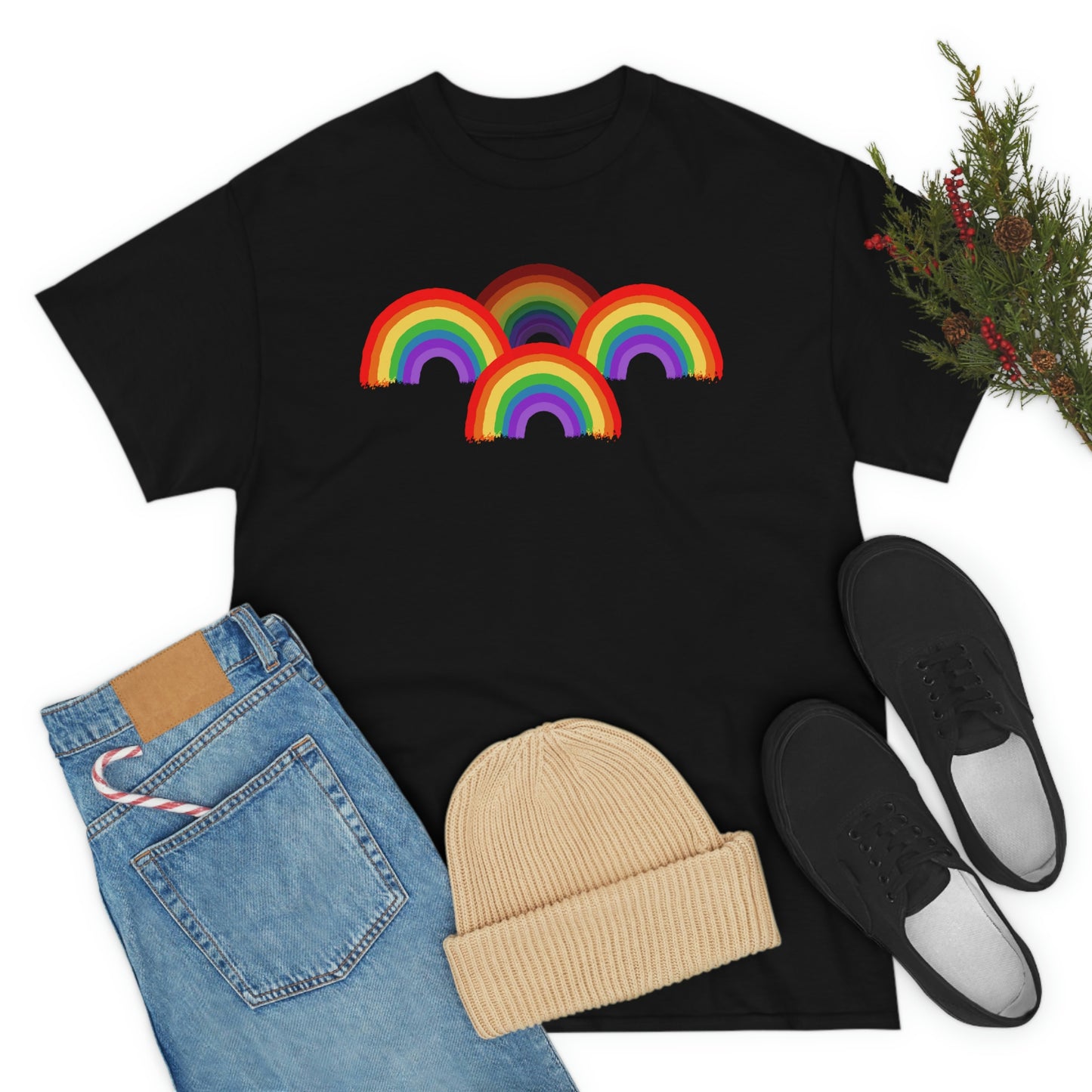 Rainbow Tee, Multiple Rainbows, Unisex Tee, Pride
