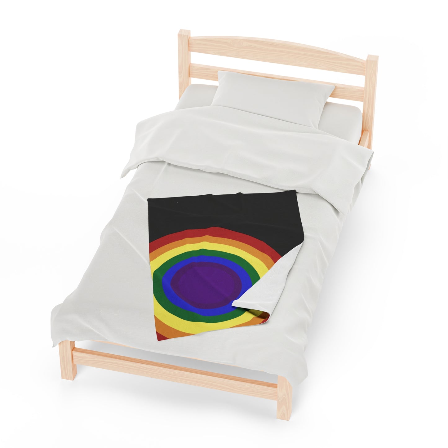 Rainbow, Black Background Velveteen Plush Blanket