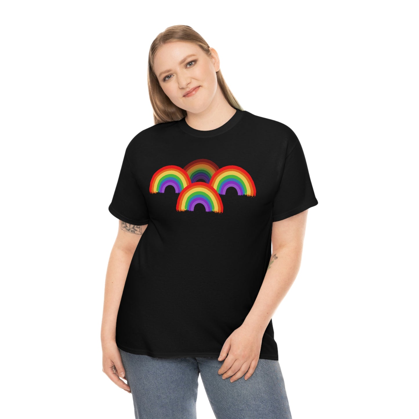 Rainbow Tee, Multiple Rainbows, Unisex Tee, Pride