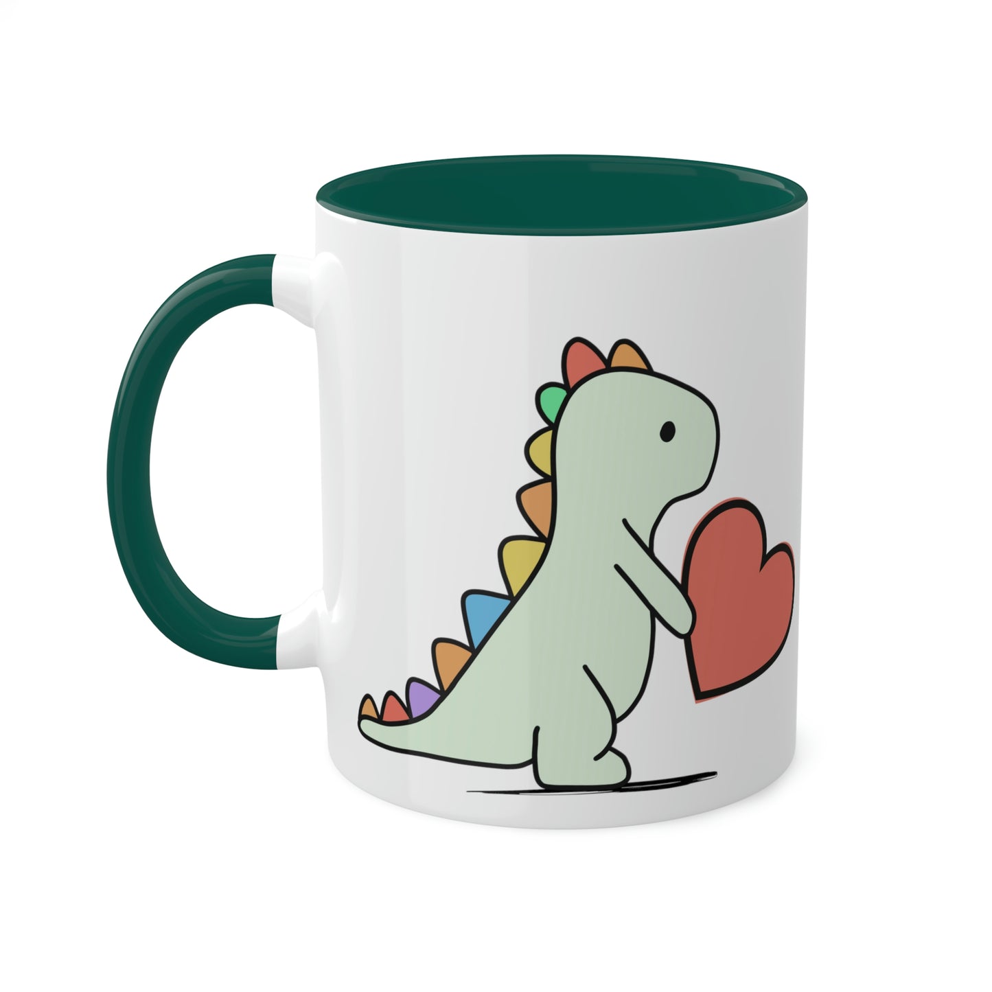 Rainbow Dinosaur, Rainbow Dino, Valentine, Multiple options, Colorful Mugs, 11oz