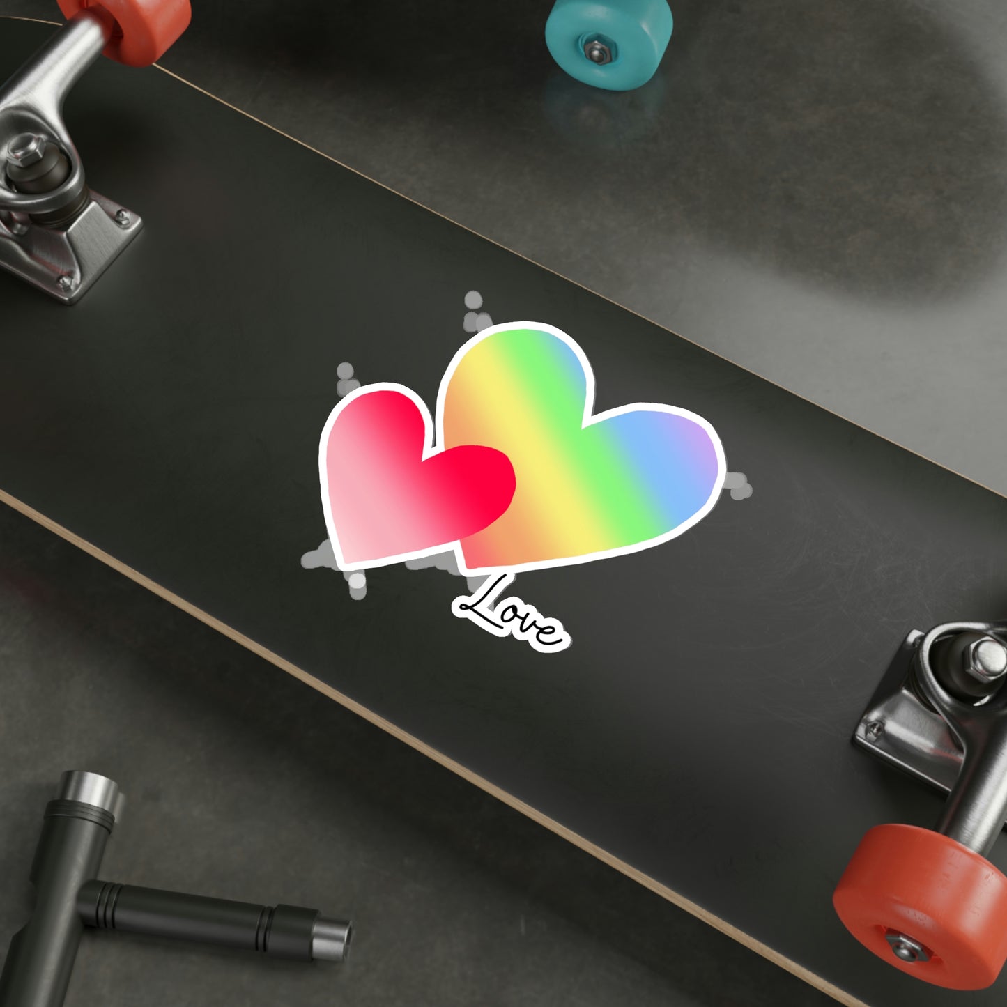 Love, Hearts, Rainbow Hearts, gift, Valentines gift Die-Cut Stickers