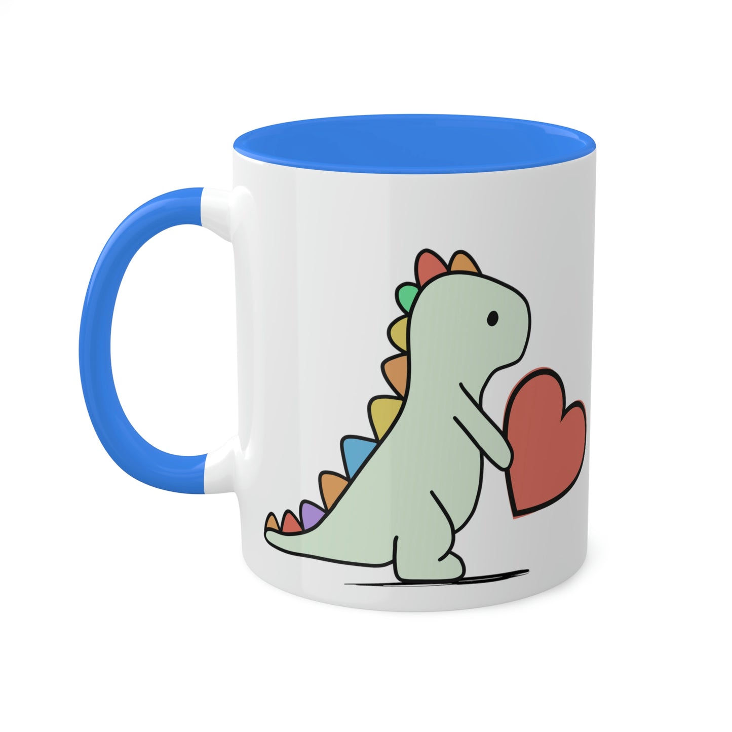 Rainbow Dinosaur, Rainbow Dino, Valentine, Multiple options, Colorful Mugs, 11oz