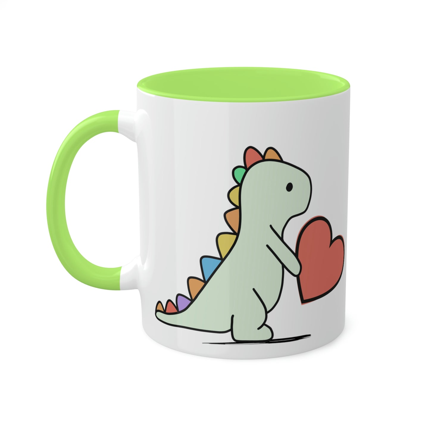 Rainbow Dinosaur, Rainbow Dino, Valentine, Multiple options, Colorful Mugs, 11oz