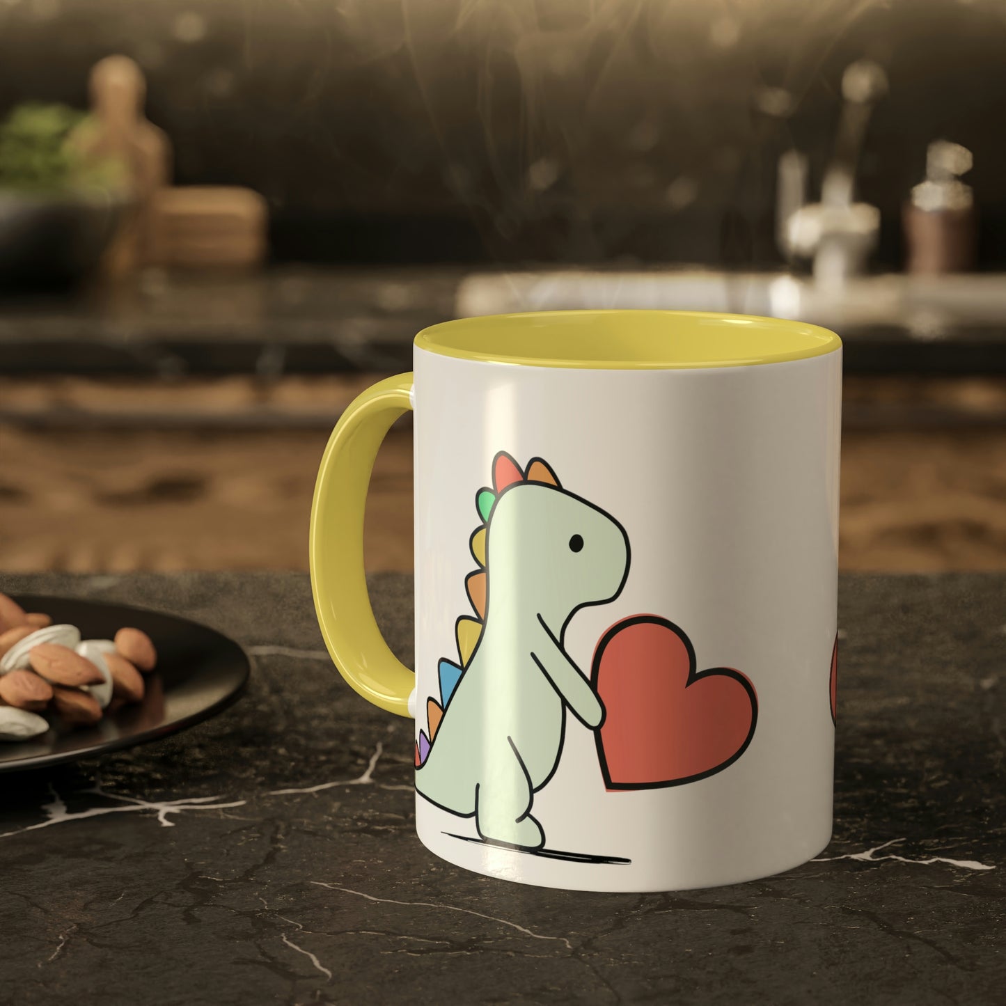 Rainbow Dinosaur, Rainbow Dino, Valentine, Multiple options, Colorful Mugs, 11oz