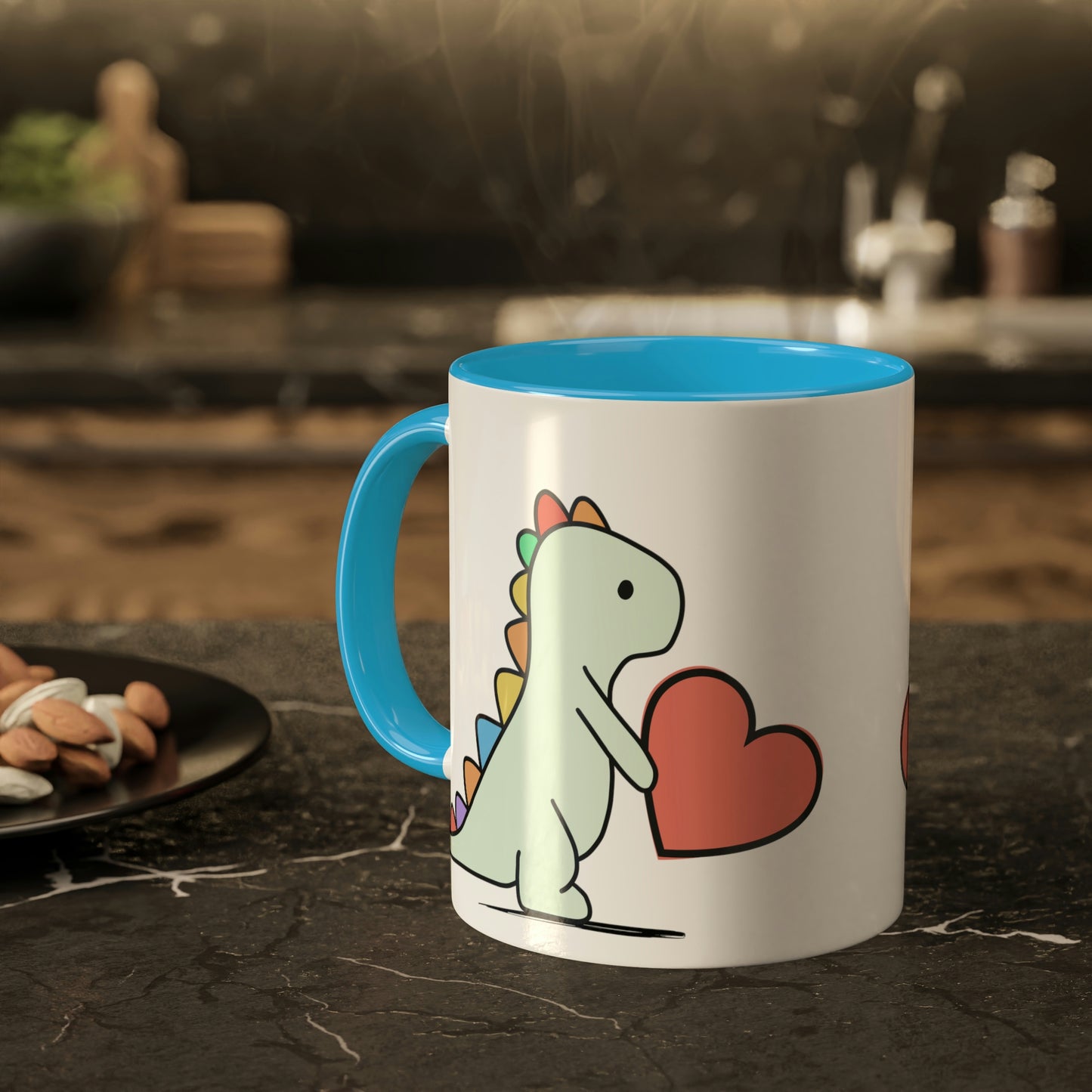 Rainbow Dinosaur, Rainbow Dino, Valentine, Multiple options, Colorful Mugs, 11oz