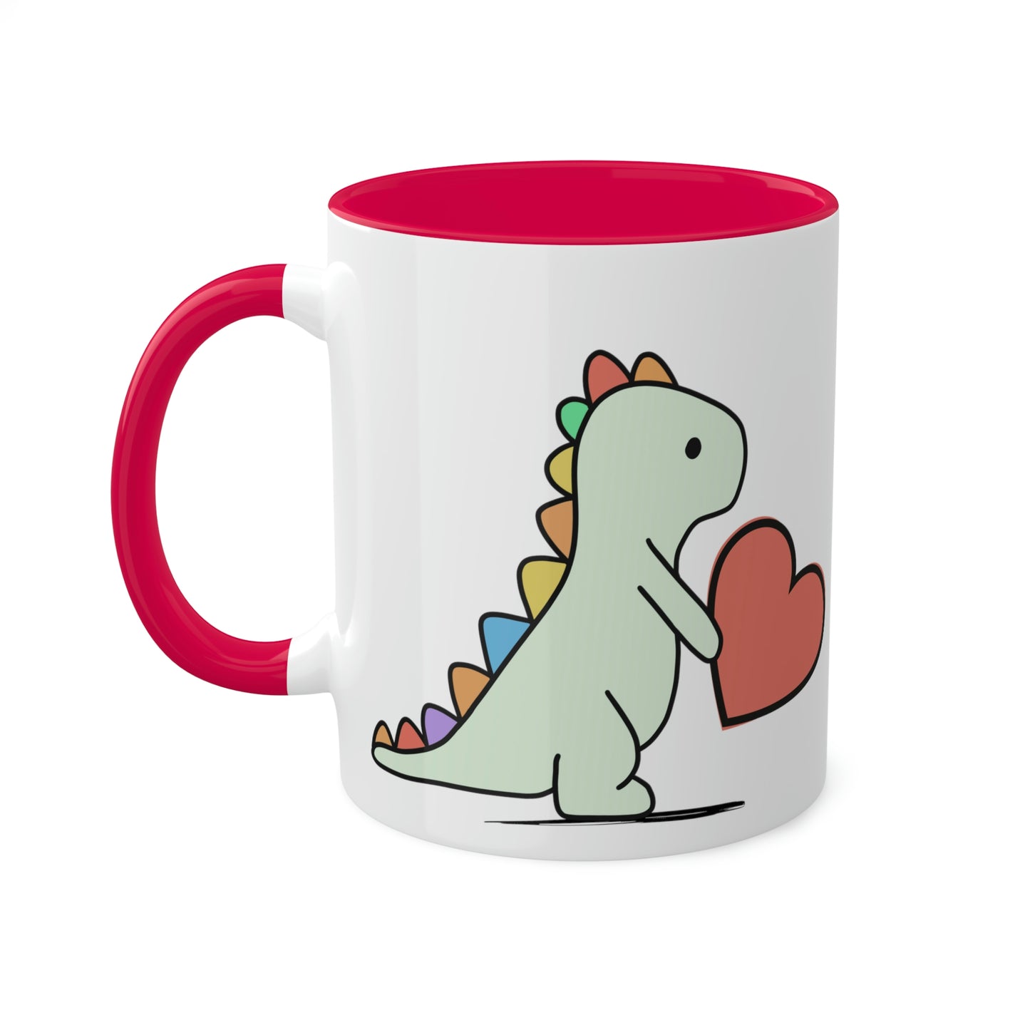 Rainbow Dinosaur, Rainbow Dino, Valentine, Multiple options, Colorful Mugs, 11oz