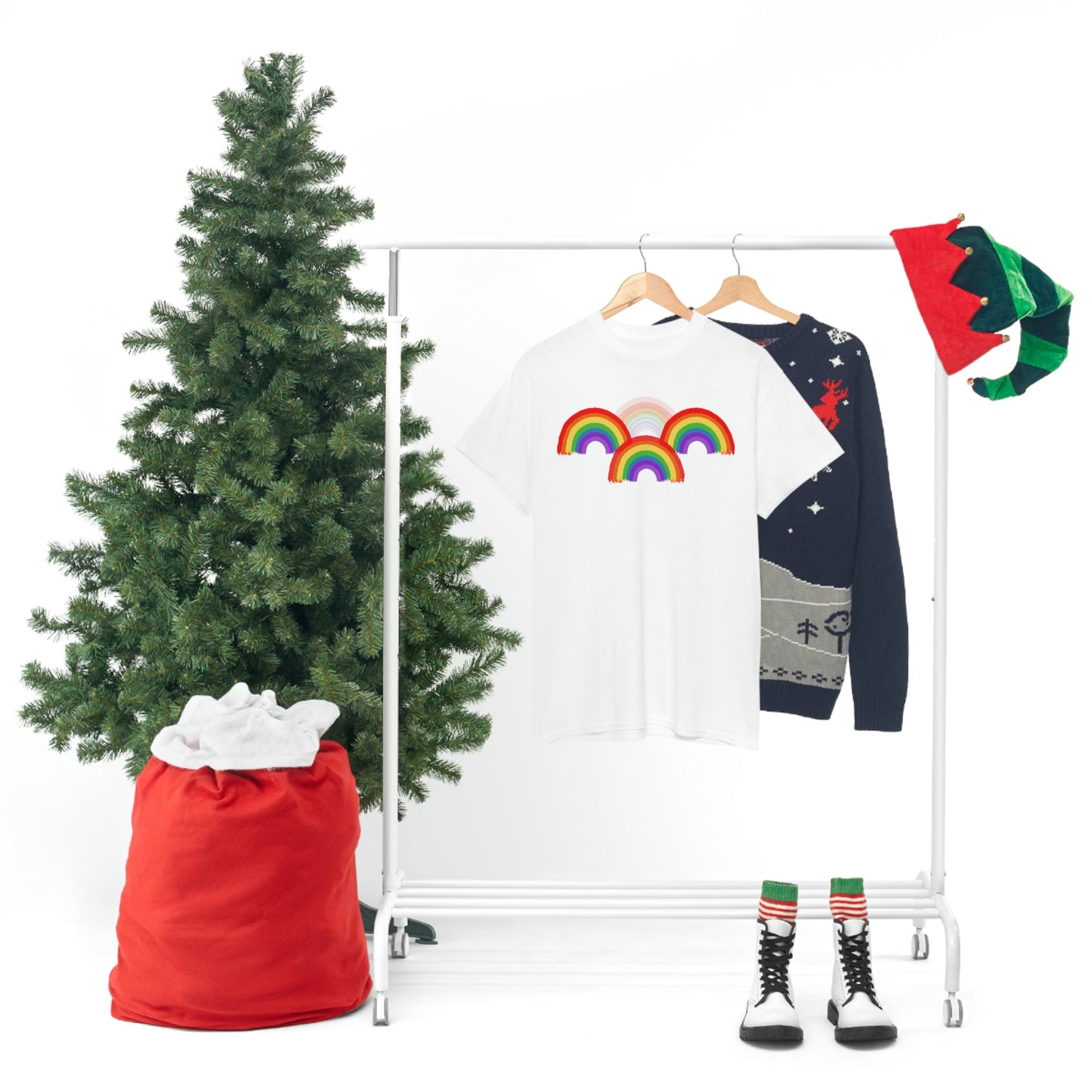 Rainbow Tee, Multiple Rainbows, Unisex Tee, Pride