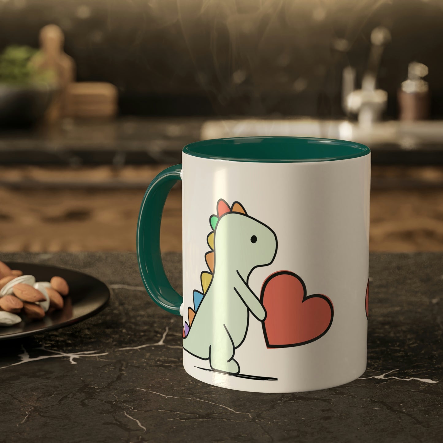 Rainbow Dinosaur, Rainbow Dino, Valentine, Multiple options, Colorful Mugs, 11oz