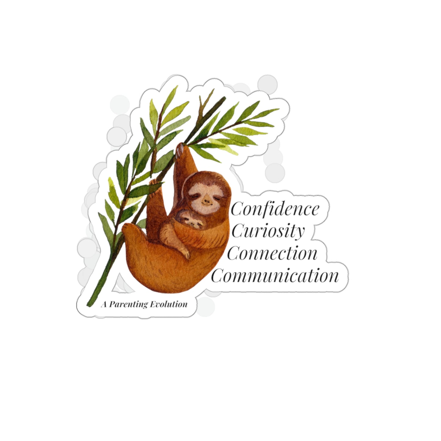 Sloth, Parenting, Parenting Evolution, Parent Gift, Mom Gift, Dad Gift, Die-Cut Stickers