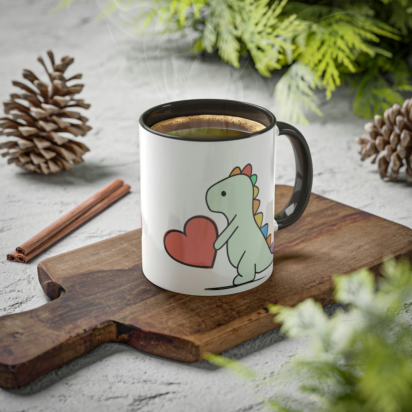Rainbow Dinosaur, Rainbow Dino, Valentine, Multiple options, Colorful Mugs, 11oz