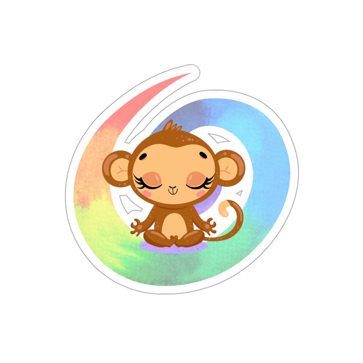 Meditation. Monkey, Monkey yoga,Rainbow, Die-Cut Stickers, Multiple sizes