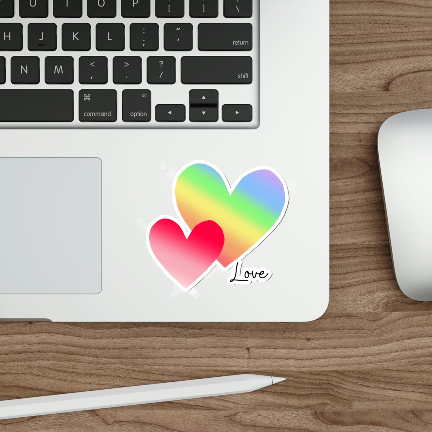 Love, Hearts, Rainbow Hearts, gift, Valentines gift Die-Cut Stickers