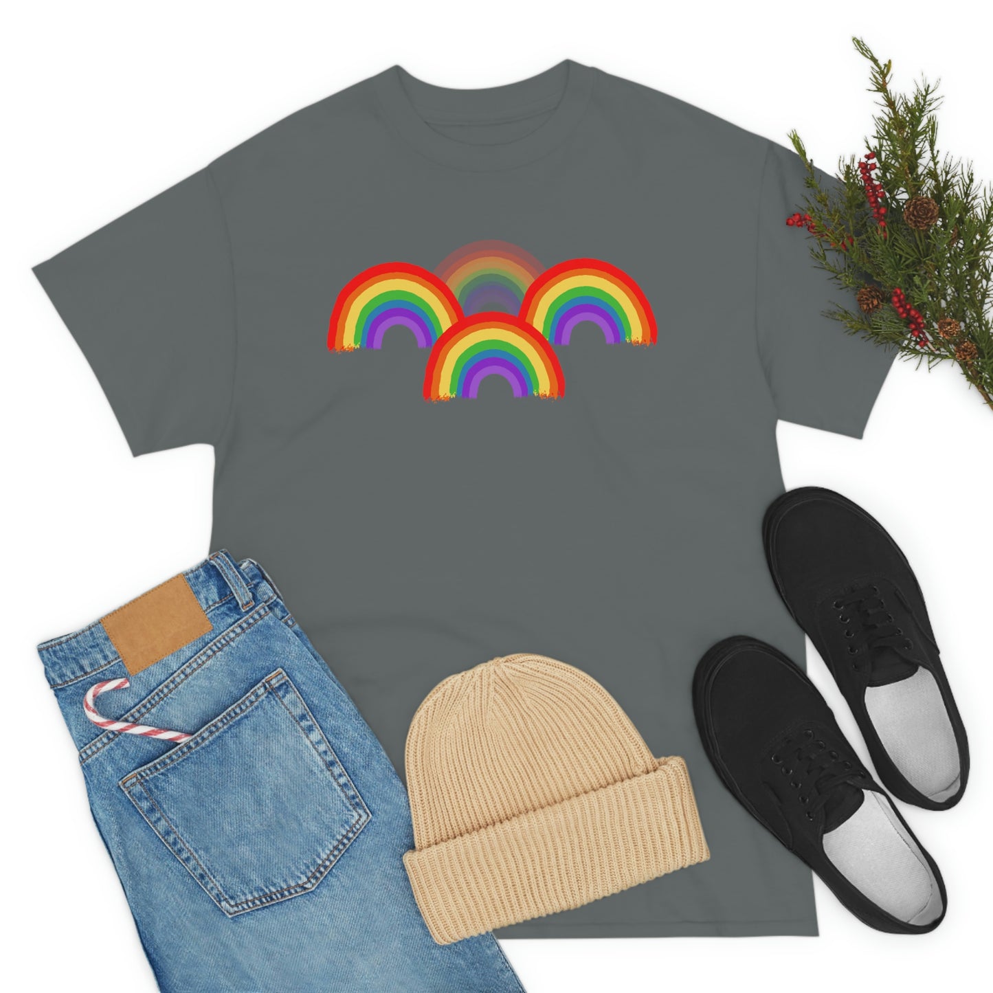 Rainbow Tee, Multiple Rainbows, Unisex Tee, Pride