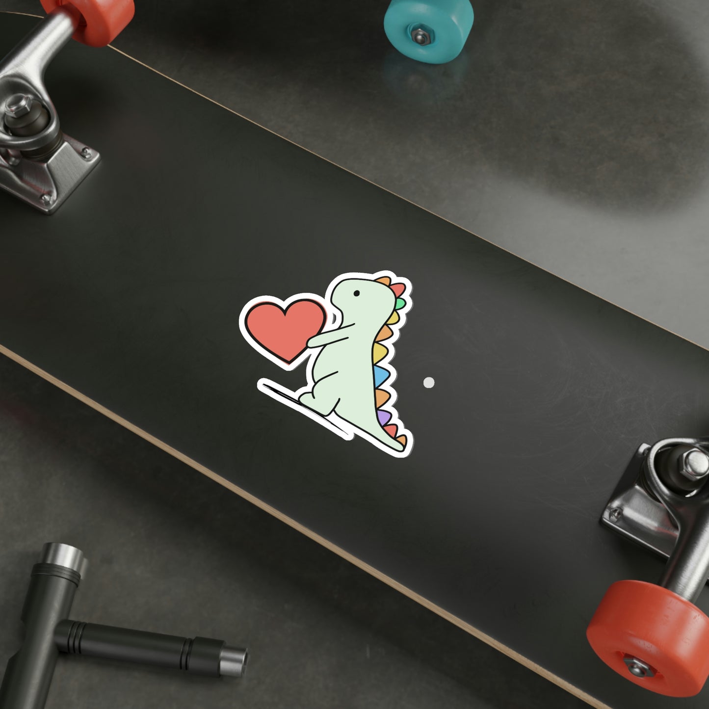 Rainbow Dinosaur, Dinosaur, Cute, Kids, Family, Valentines, Die-Cut Stickers