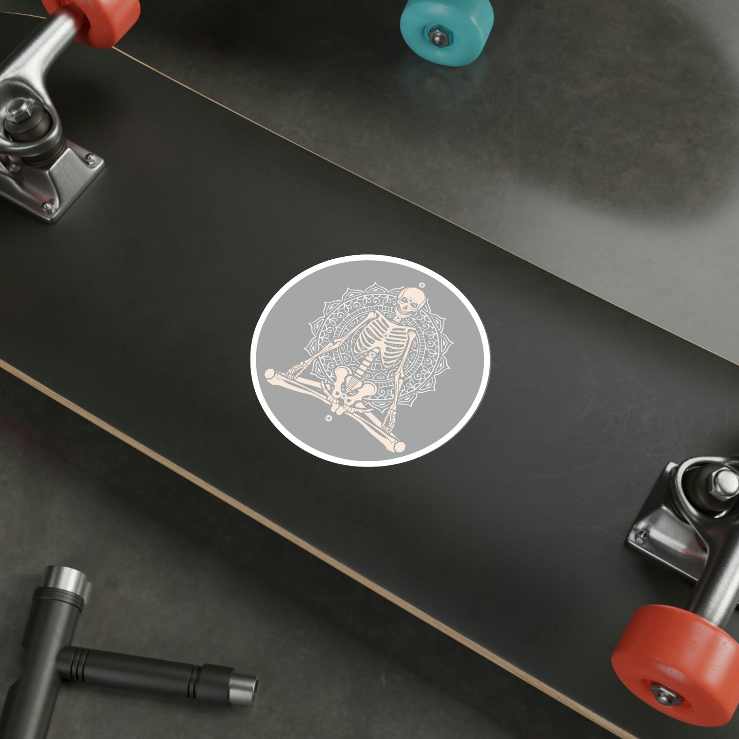Skeleton,yoga, rest in piece, yoga skeleton, Die-Cut Stickers, Multiple sizes