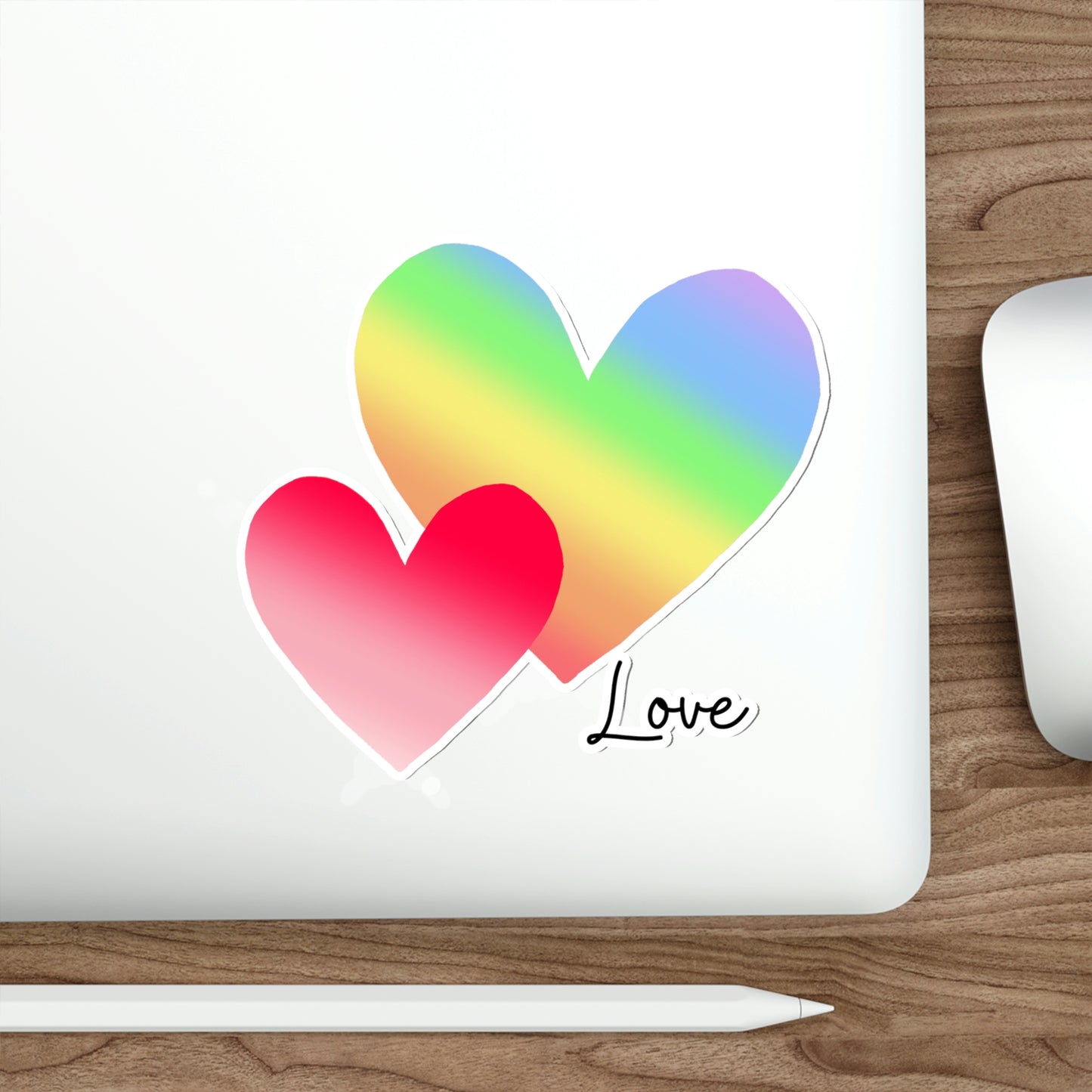 Love, Hearts, Rainbow Hearts, gift, Valentines gift Die-Cut Stickers
