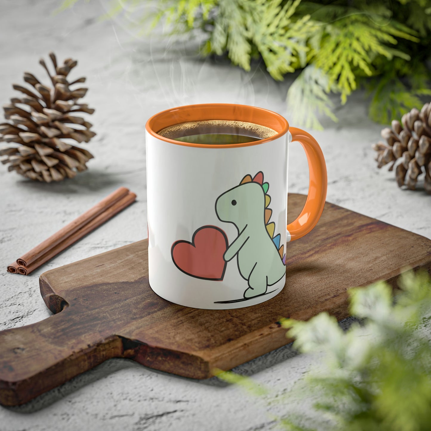 Rainbow Dinosaur, Rainbow Dino, Valentine, Multiple options, Colorful Mugs, 11oz