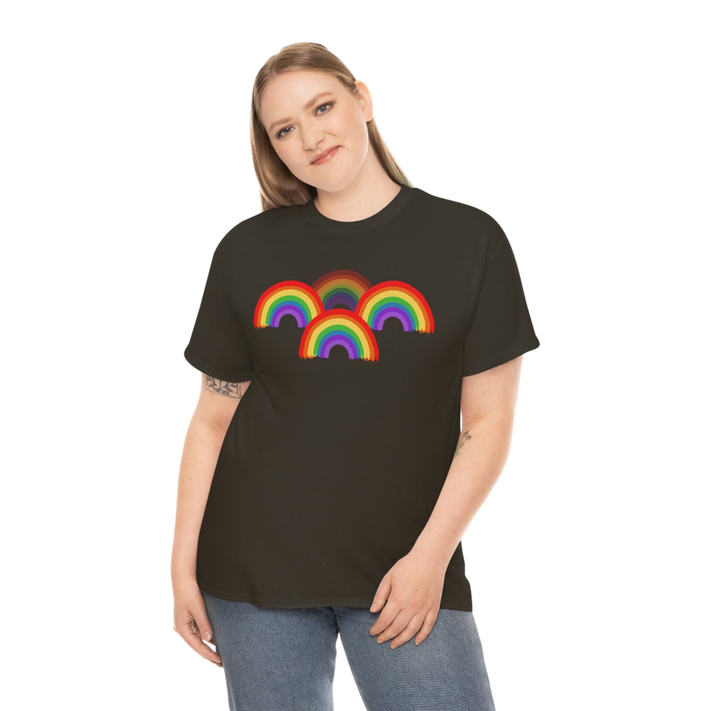 Rainbow Tee, Multiple Rainbows, Unisex Tee, Pride