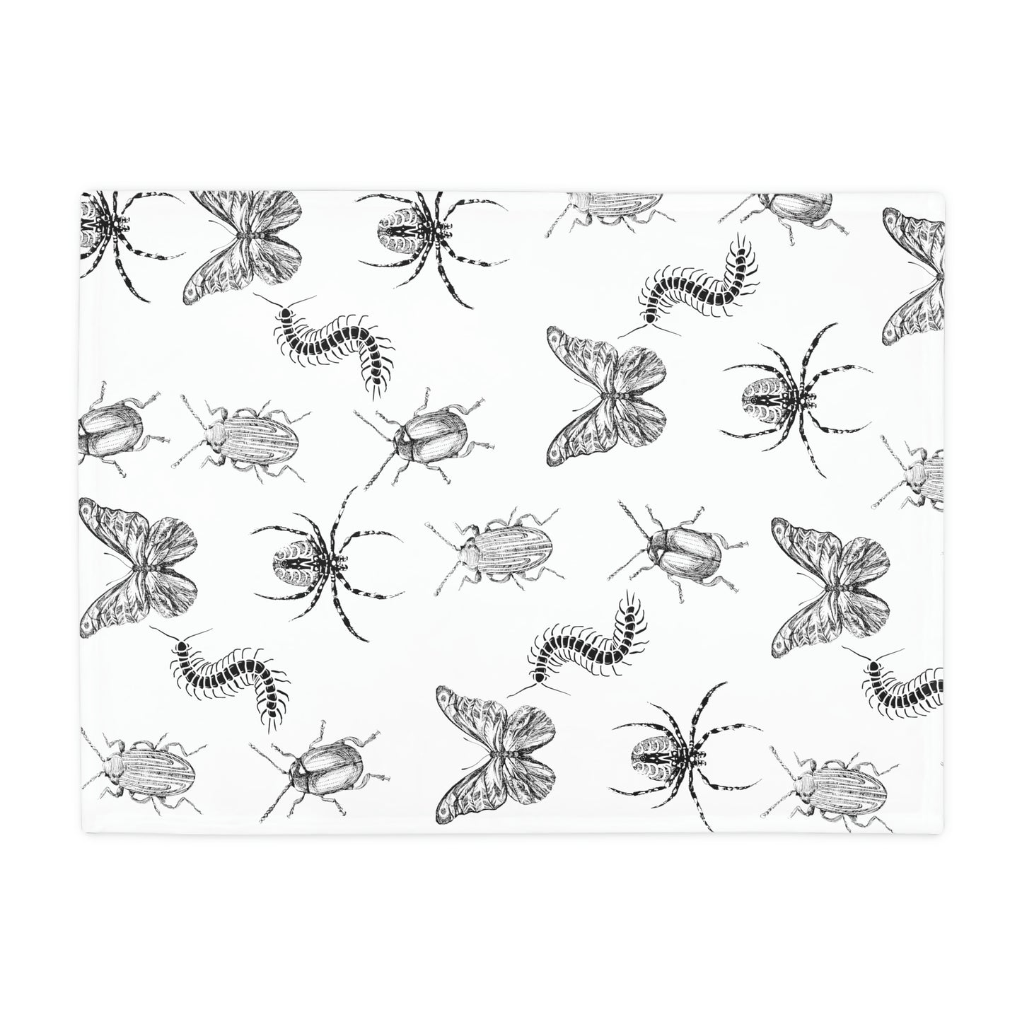 Insects, Bugs, Black and white-Plush Fleece Blanket