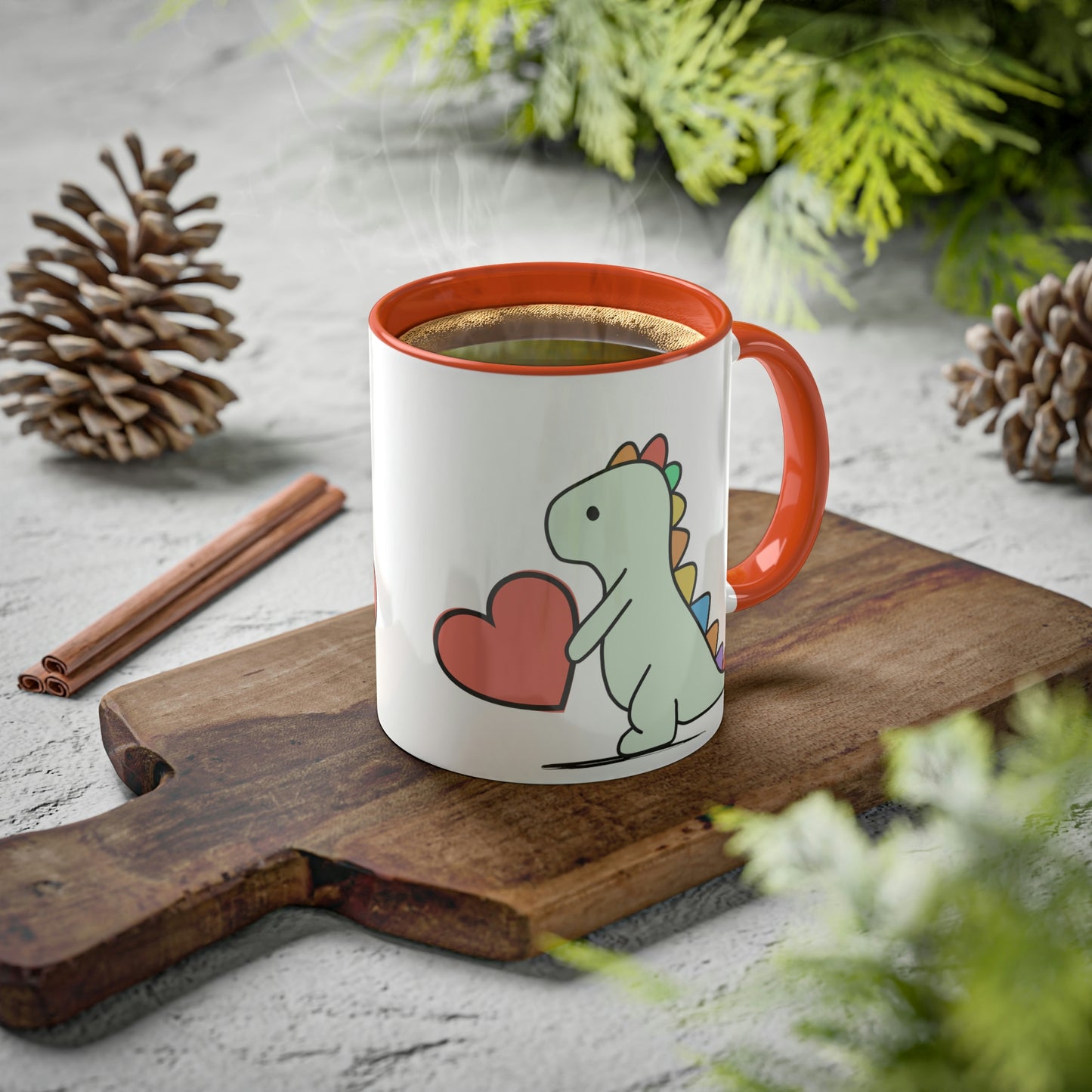 Rainbow Dinosaur, Rainbow Dino, Valentine, Multiple options, Colorful Mugs, 11oz