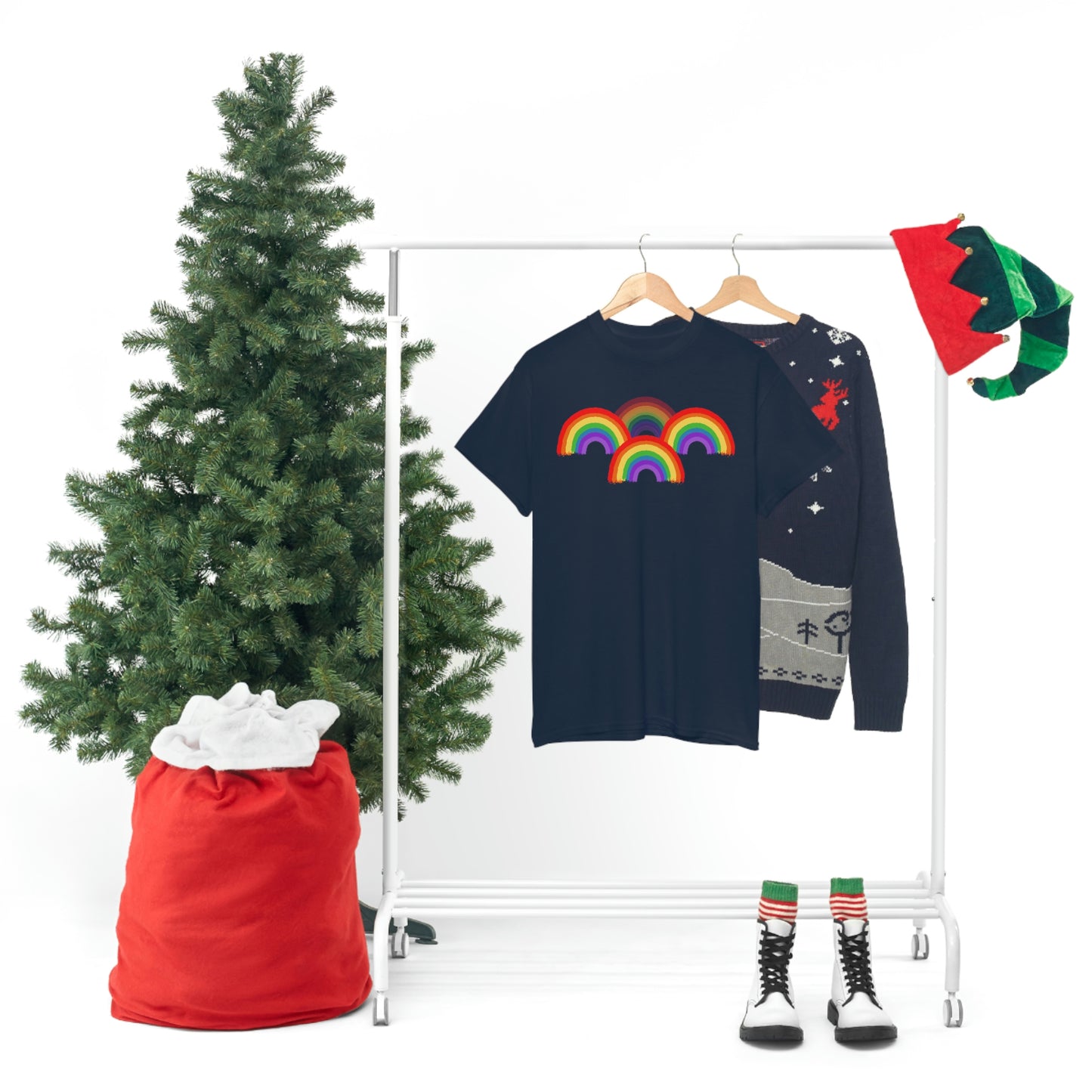 Rainbow Tee, Multiple Rainbows, Unisex Tee, Pride
