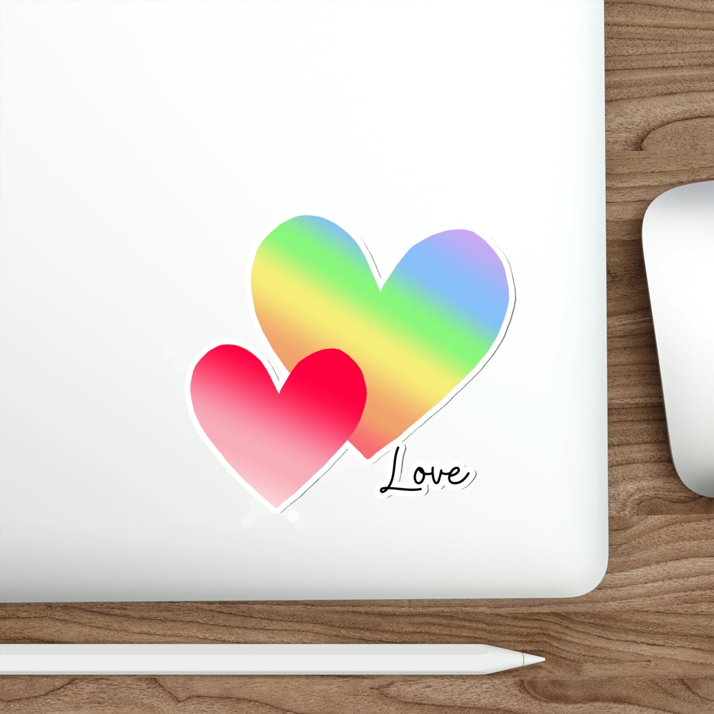 Love, Hearts, Rainbow Hearts, gift, Valentines gift Die-Cut Stickers