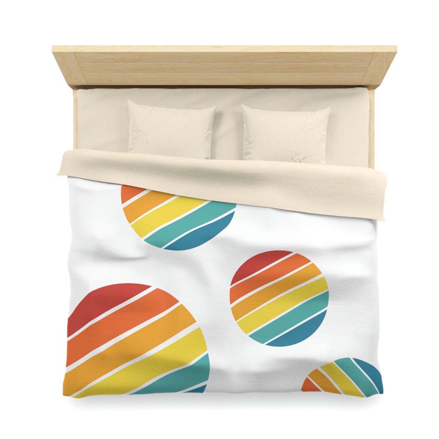 Rainbow Circles - Rainbow Polka Dots, Vintage Circles, Microfiber Duvet Cover, queen, king