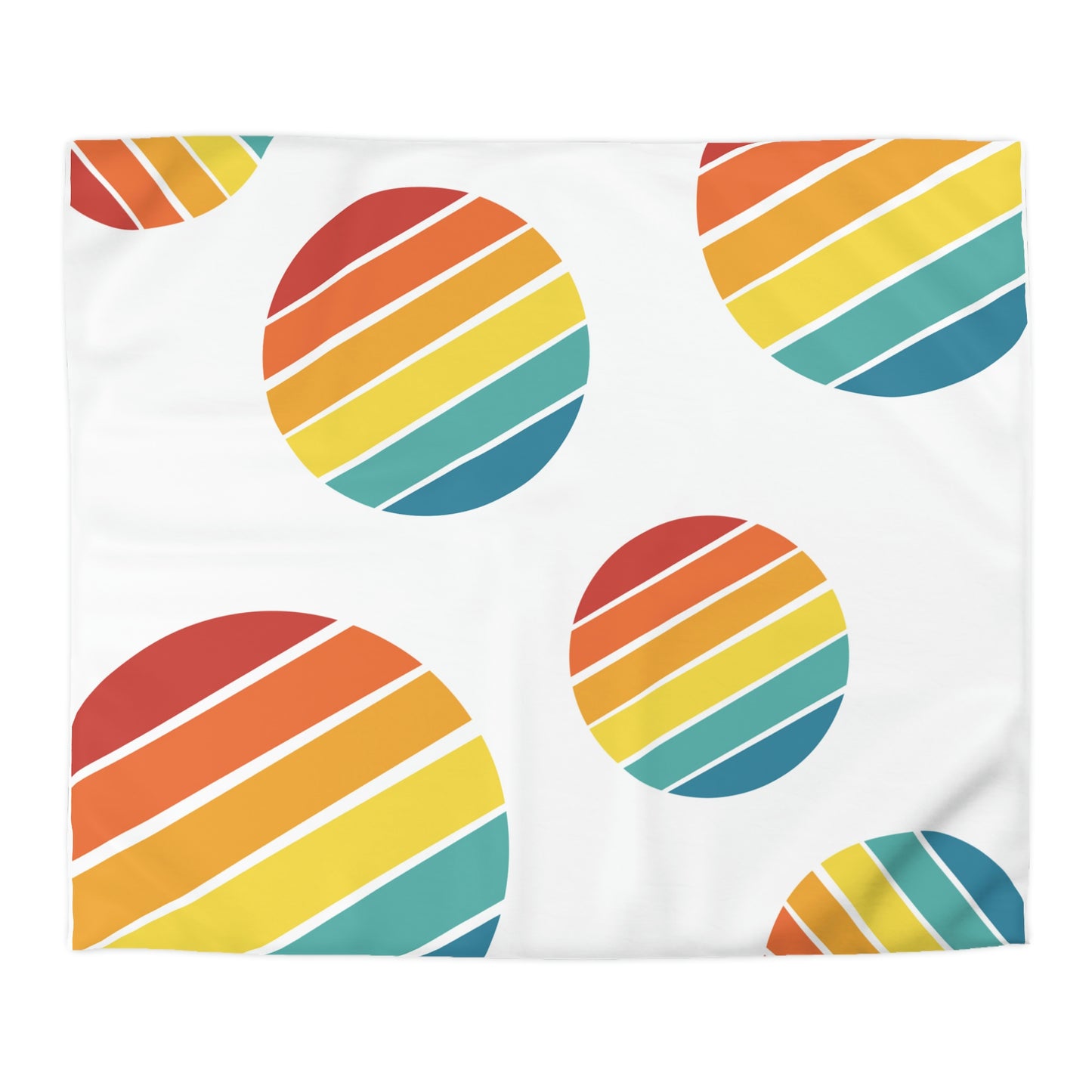 Rainbow Circles - Rainbow Polka Dots, Vintage Circles, Microfiber Duvet Cover, queen, king