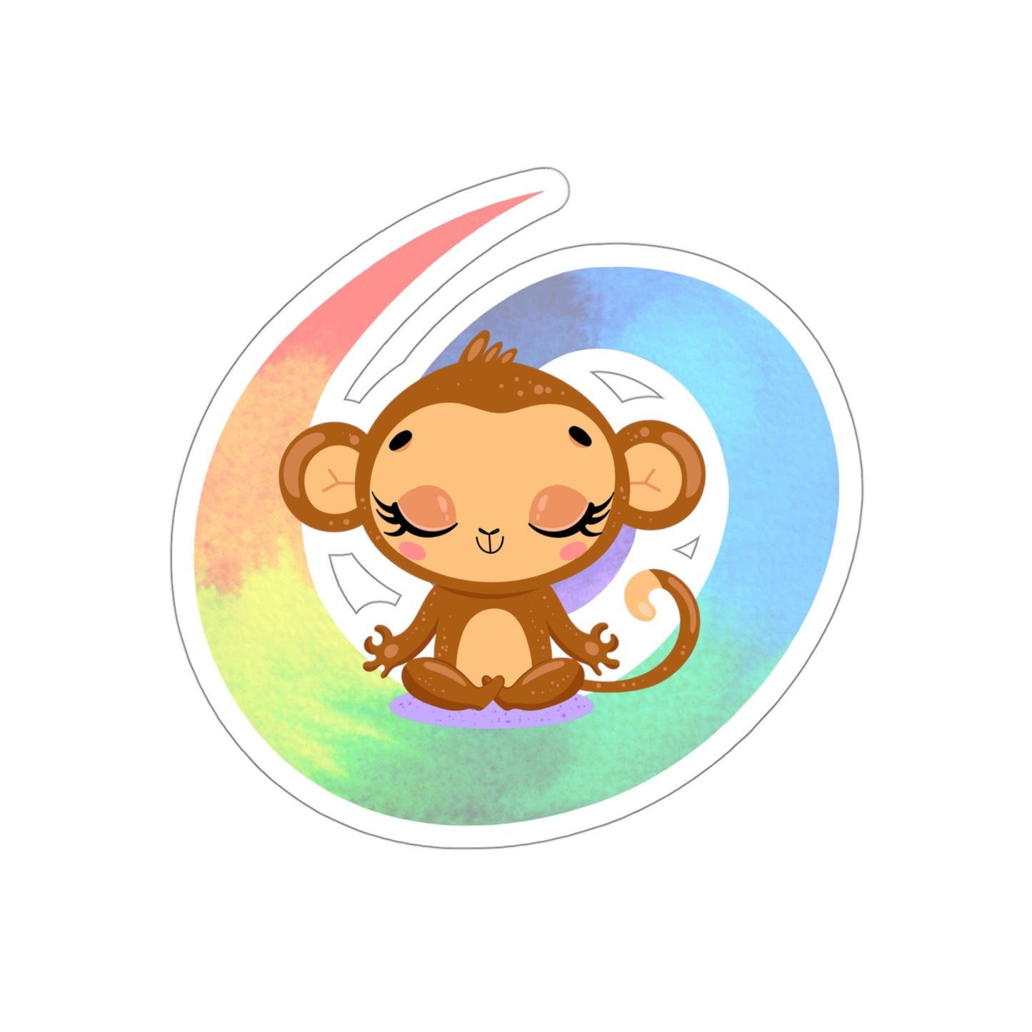 Meditation. Monkey, Monkey yoga,Rainbow, Die-Cut Stickers, Multiple sizes