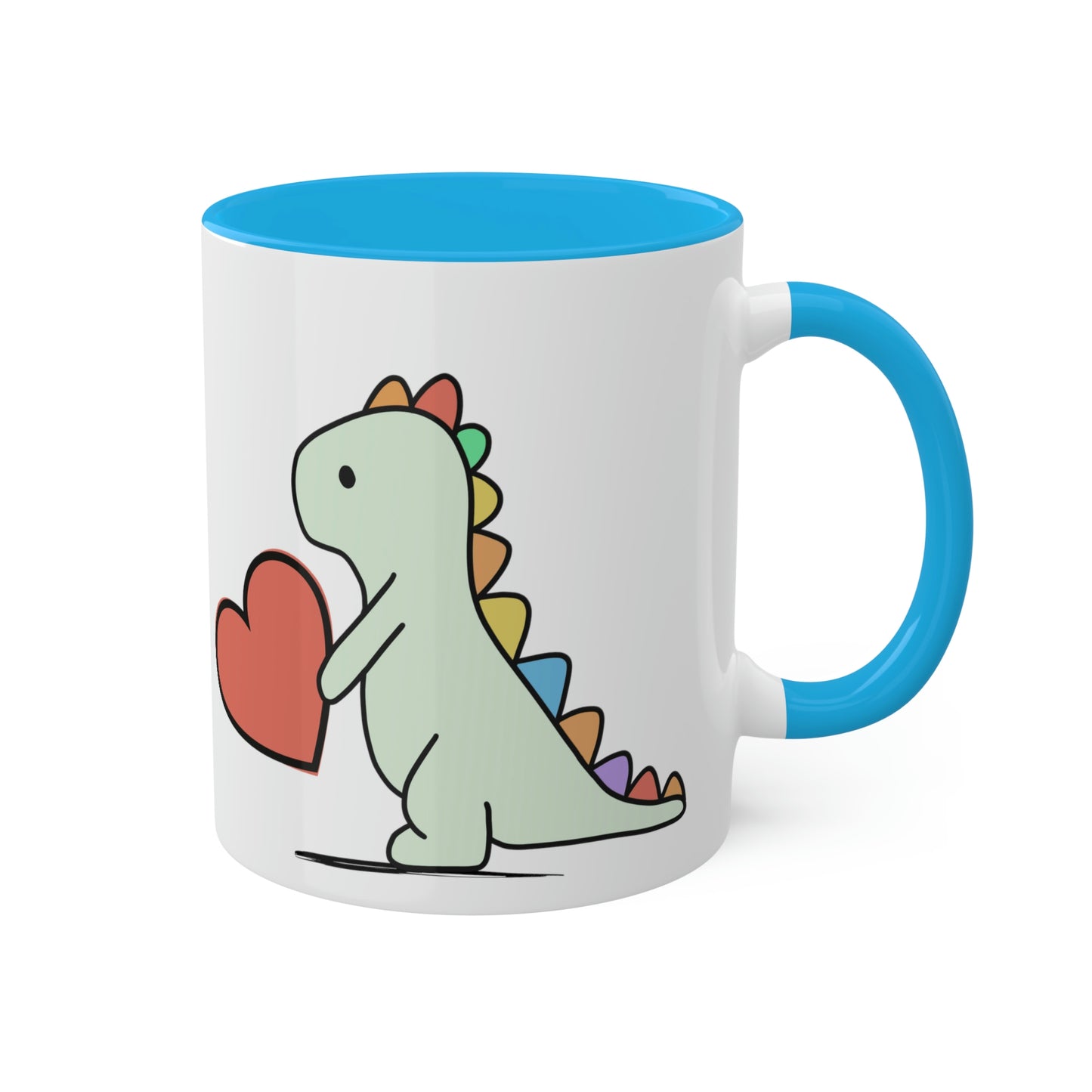 Rainbow Dinosaur, Rainbow Dino, Valentine, Multiple options, Colorful Mugs, 11oz