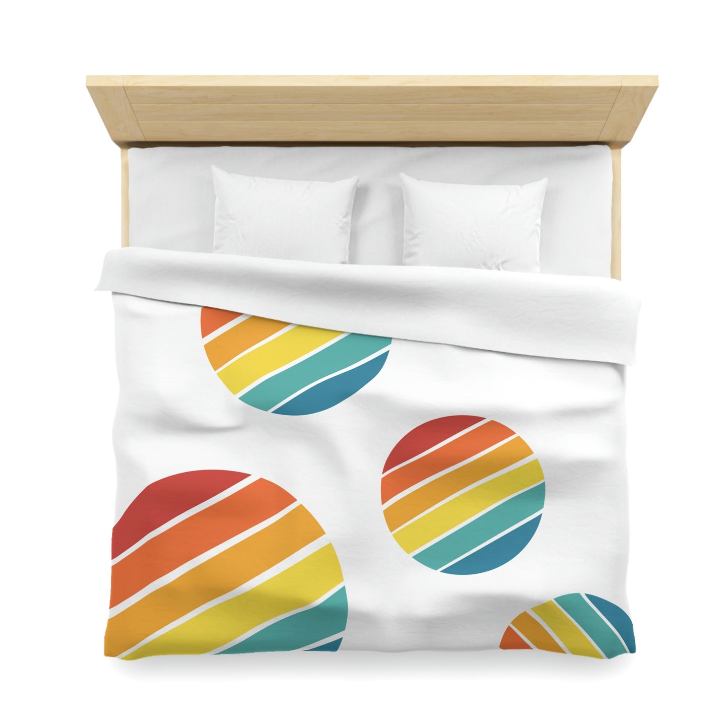 Rainbow Circles - Rainbow Polka Dots, Vintage Circles, Microfiber Duvet Cover, queen, king
