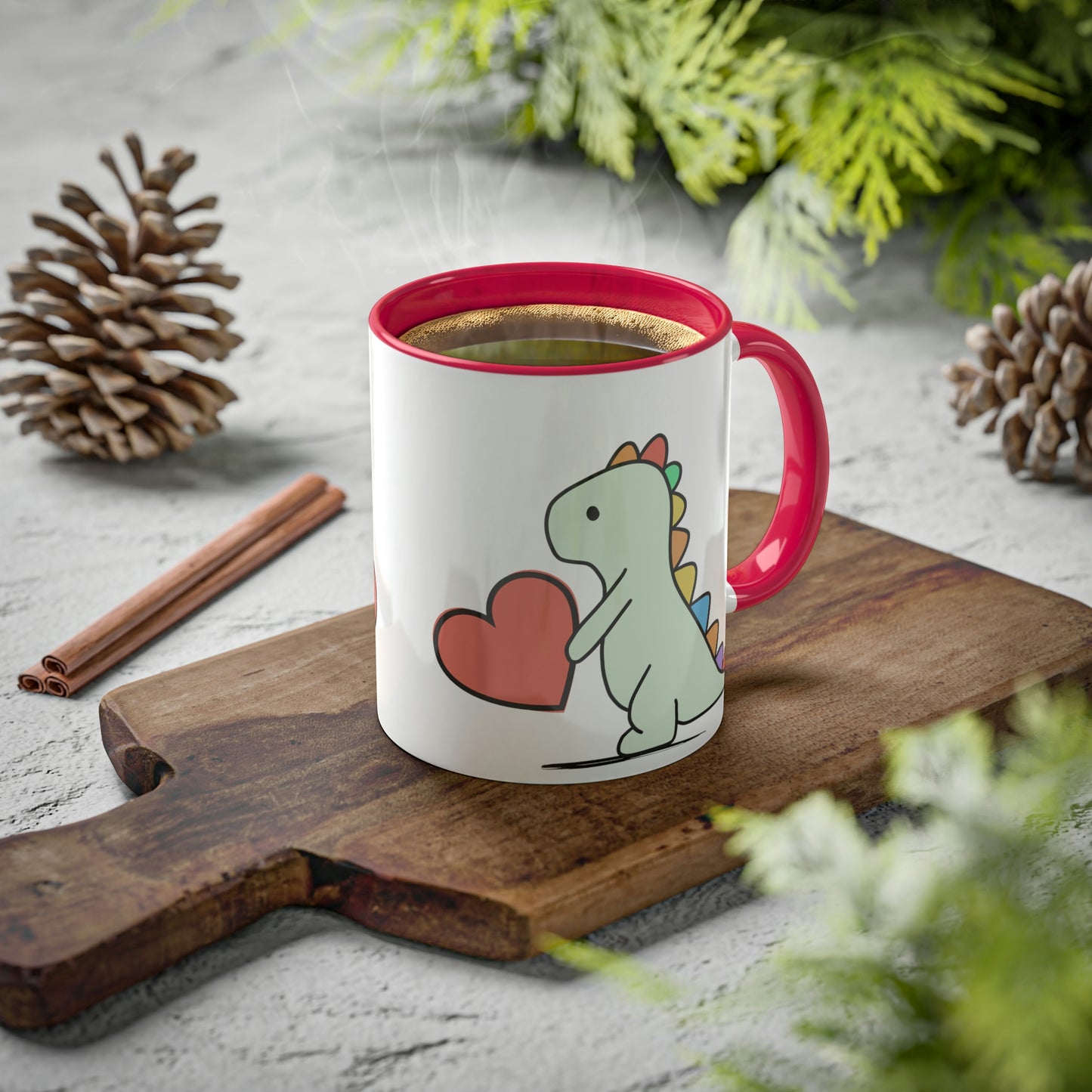 Rainbow Dinosaur, Rainbow Dino, Valentine, Multiple options, Colorful Mugs, 11oz