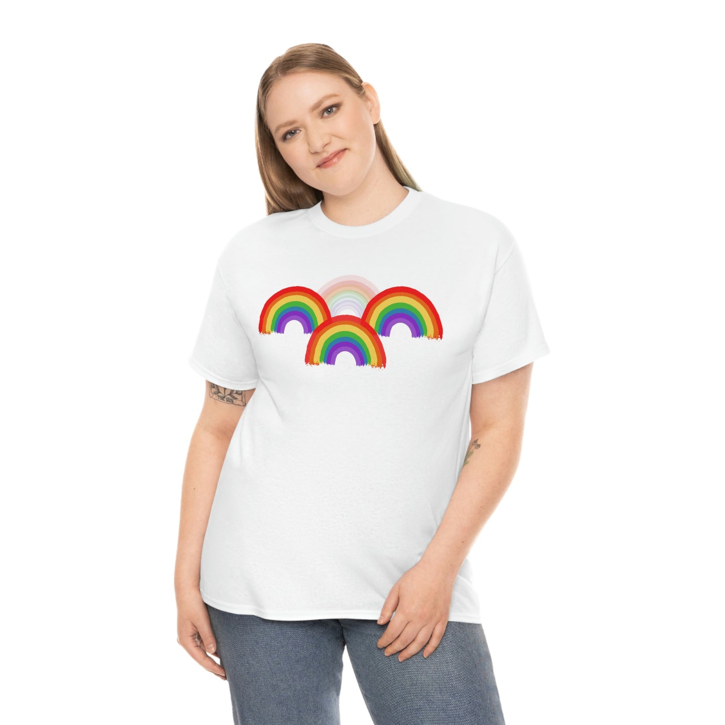 Rainbow Tee, Multiple Rainbows, Unisex Tee, Pride