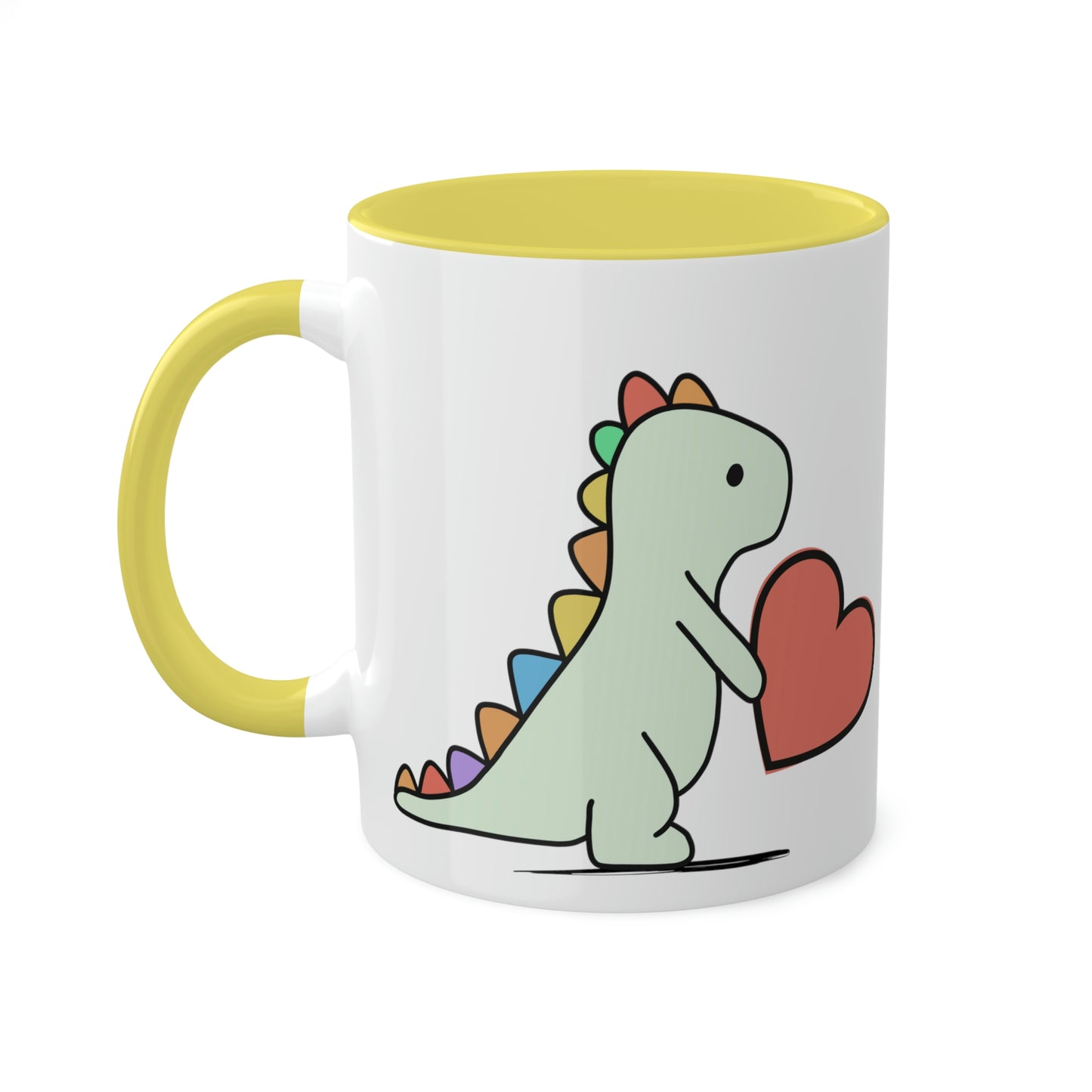 Rainbow Dinosaur, Rainbow Dino, Valentine, Multiple options, Colorful Mugs, 11oz