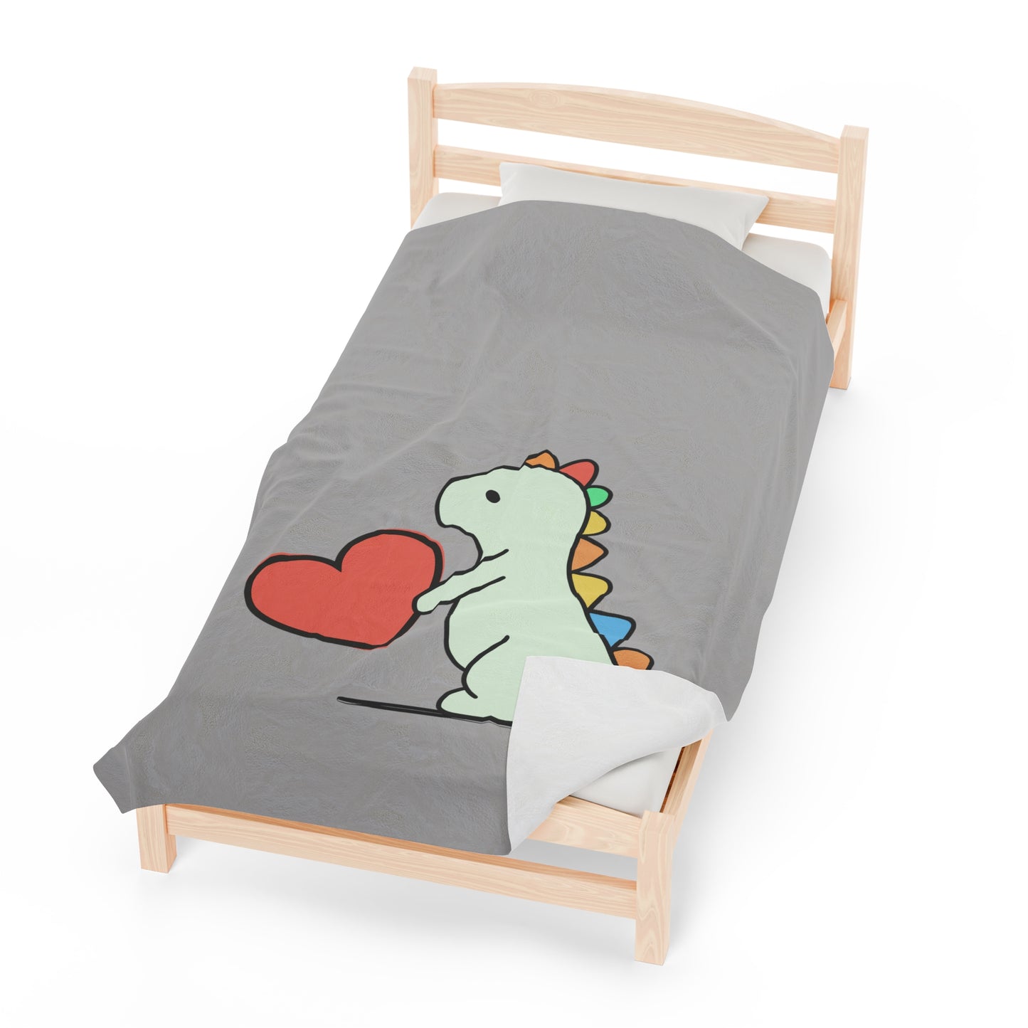 Rainbow Dinosaur, Velveteen Plush Blanket