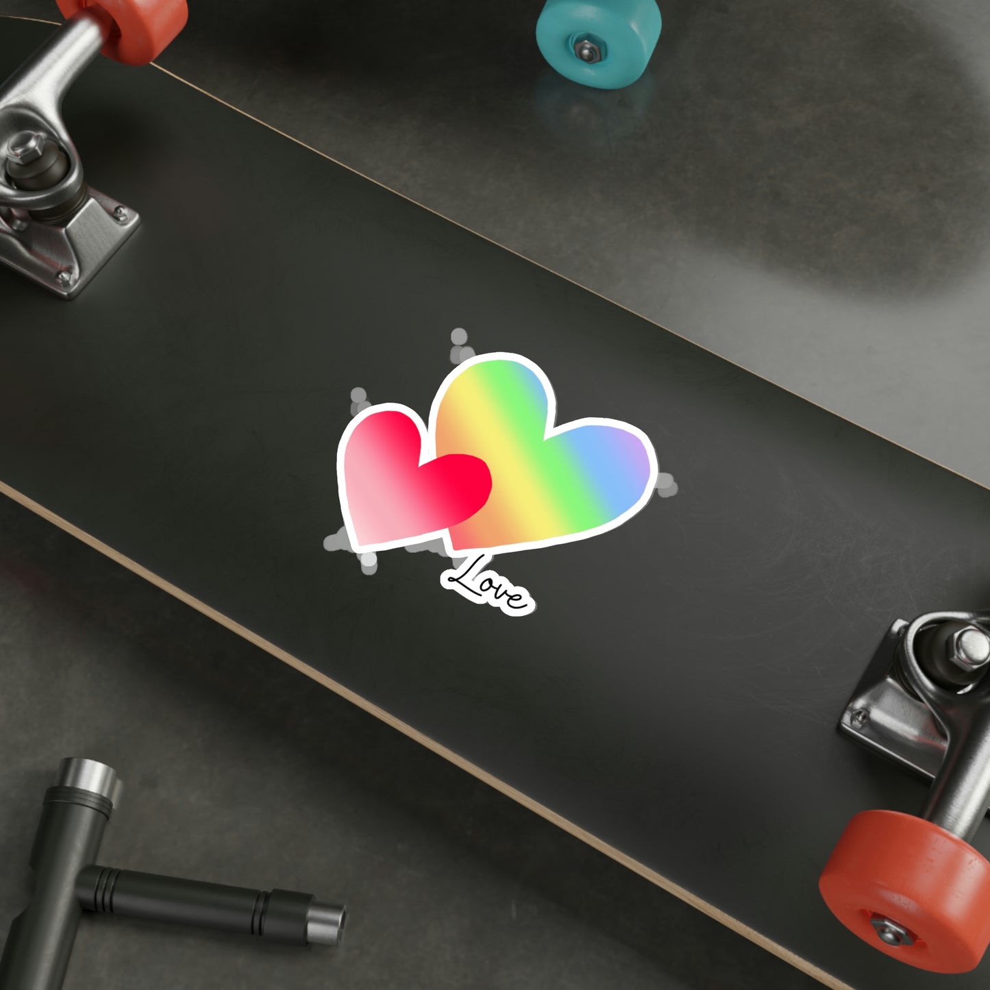 Love, Hearts, Rainbow Hearts, gift, Valentines gift Die-Cut Stickers