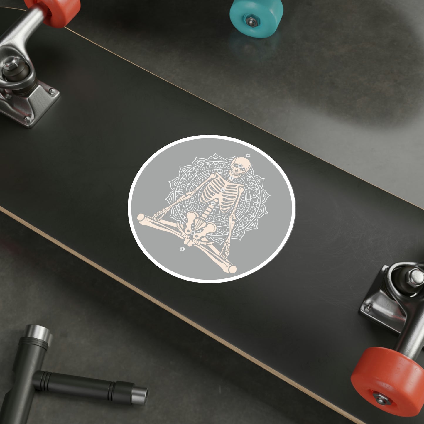 Skeleton,yoga, rest in piece, yoga skeleton, Die-Cut Stickers, Multiple sizes