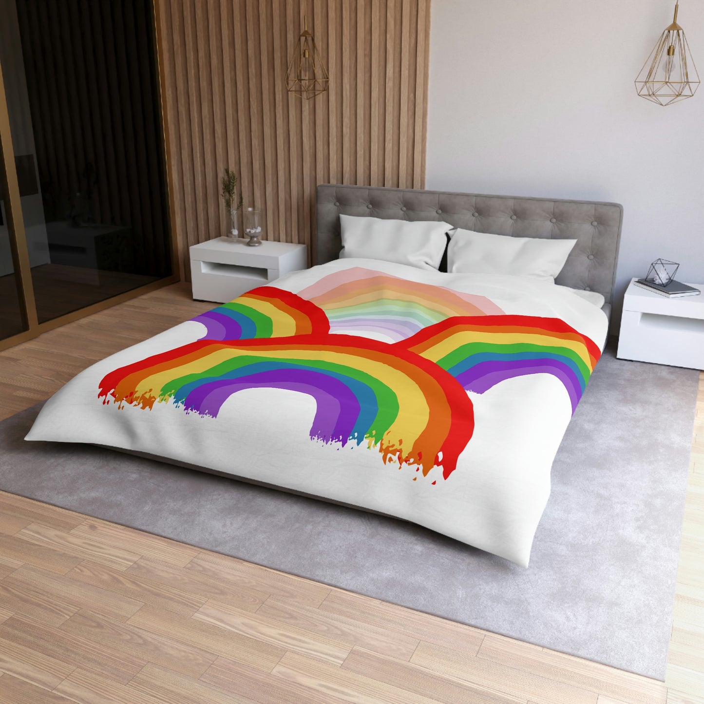 Rainbow Bedding, Multiple Rainbow- Microfiber Duvet Cover