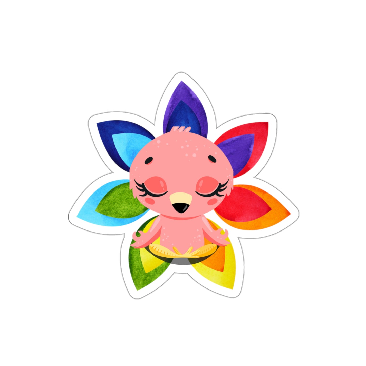 Flamingo, Yoga, Meditation, Chakras, Rainbow, Die-Cut Stickers, Multiple sizes