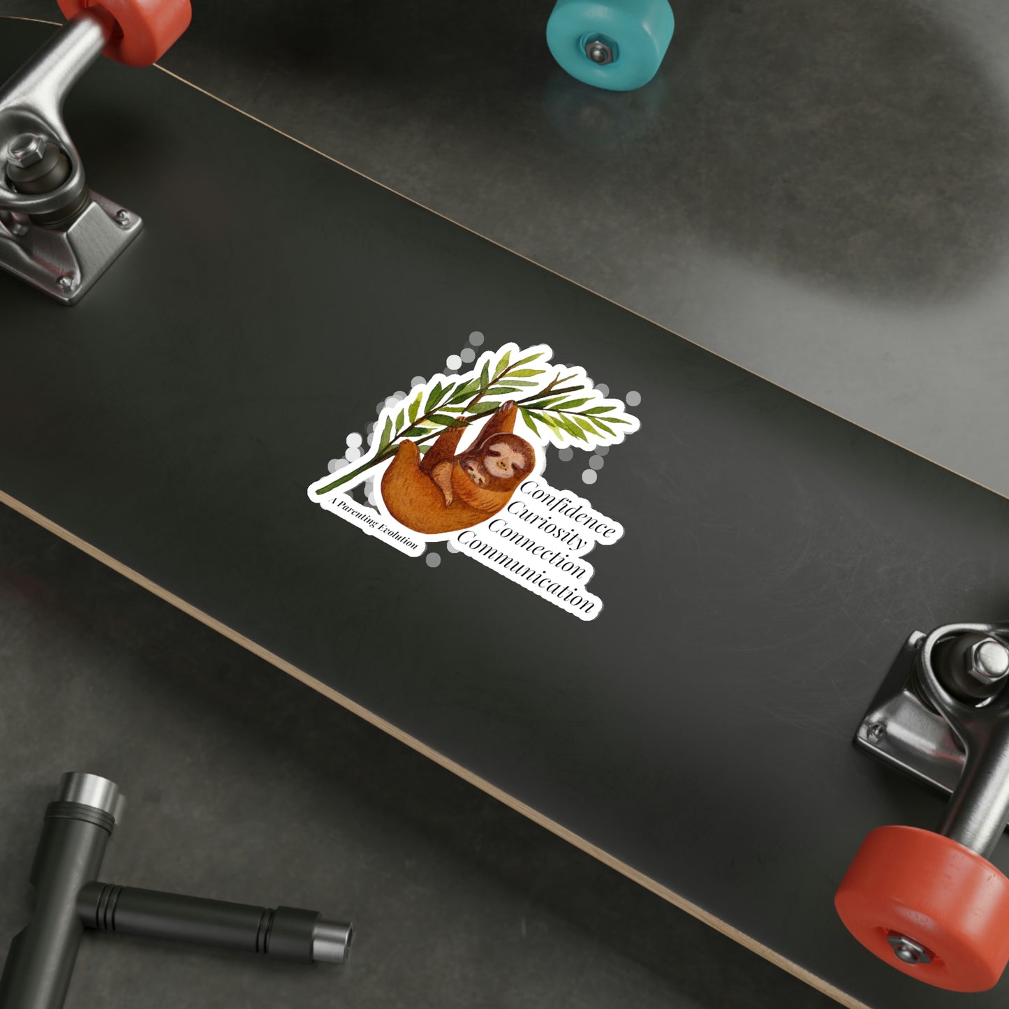 Sloth, Parenting, Parenting Evolution, Parent Gift, Mom Gift, Dad Gift, Die-Cut Stickers
