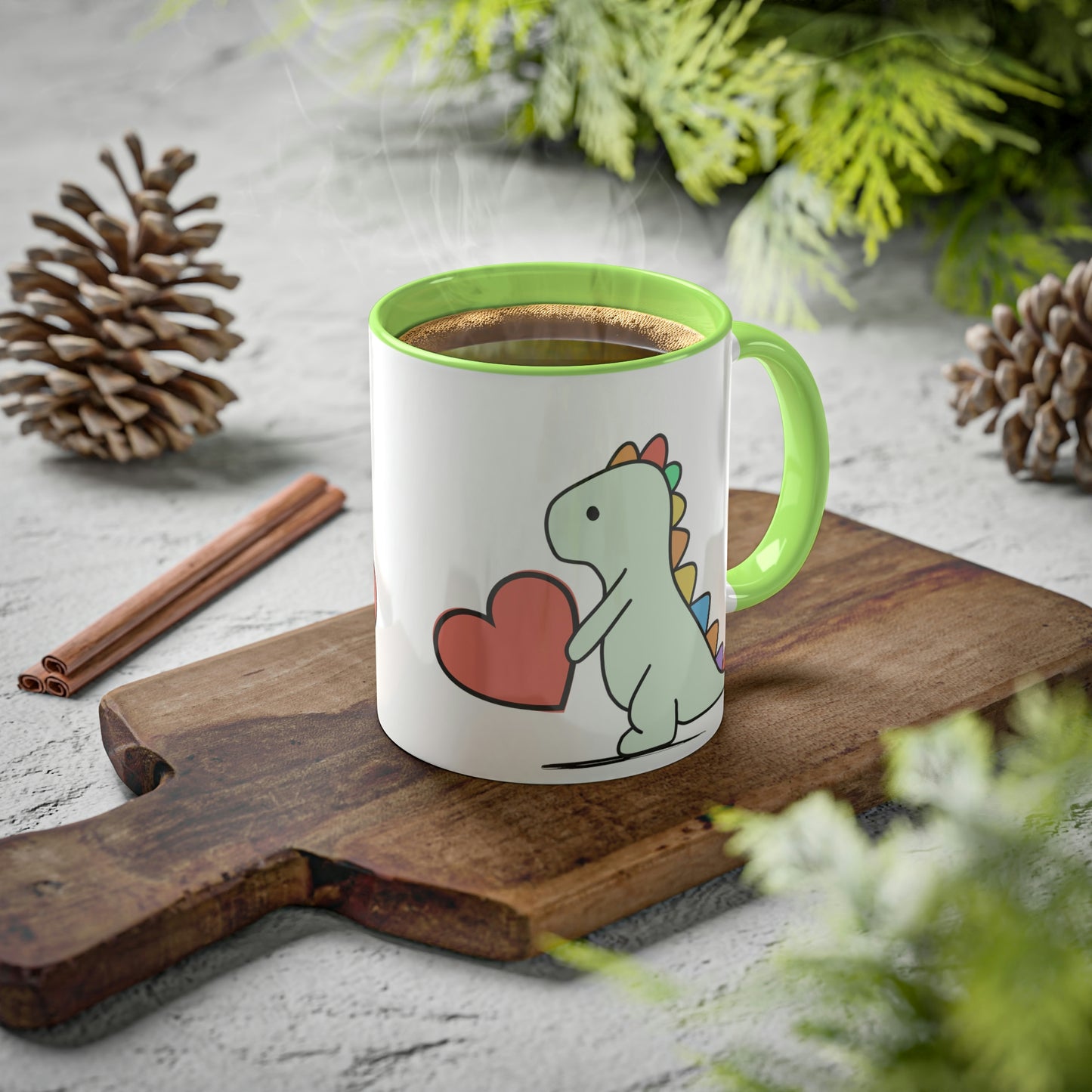 Rainbow Dinosaur, Rainbow Dino, Valentine, Multiple options, Colorful Mugs, 11oz