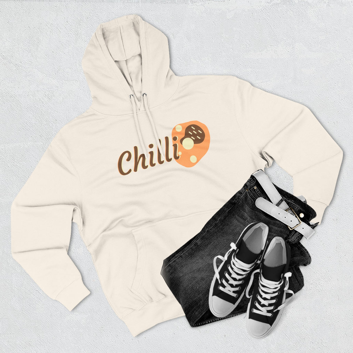 Chilli themed, (Front & Back Design) Adult Fleece Hoodie