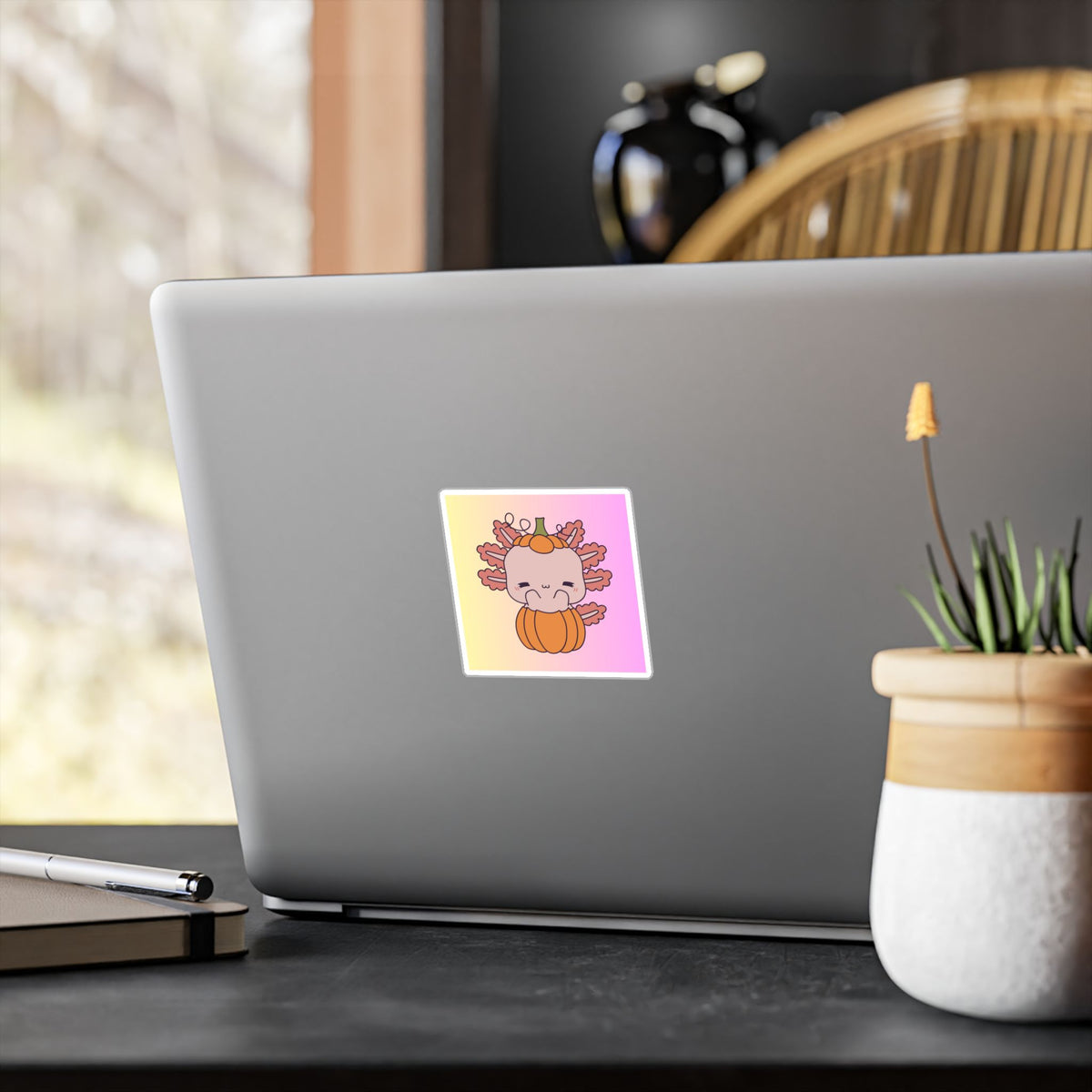 Axolotl and Pumpkin Kiss-Cut Vinyl Decals