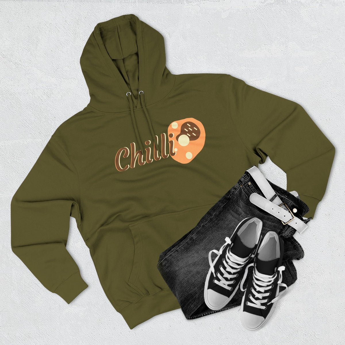 Chilli themed, (Front & Back Design) Adult Fleece Hoodie