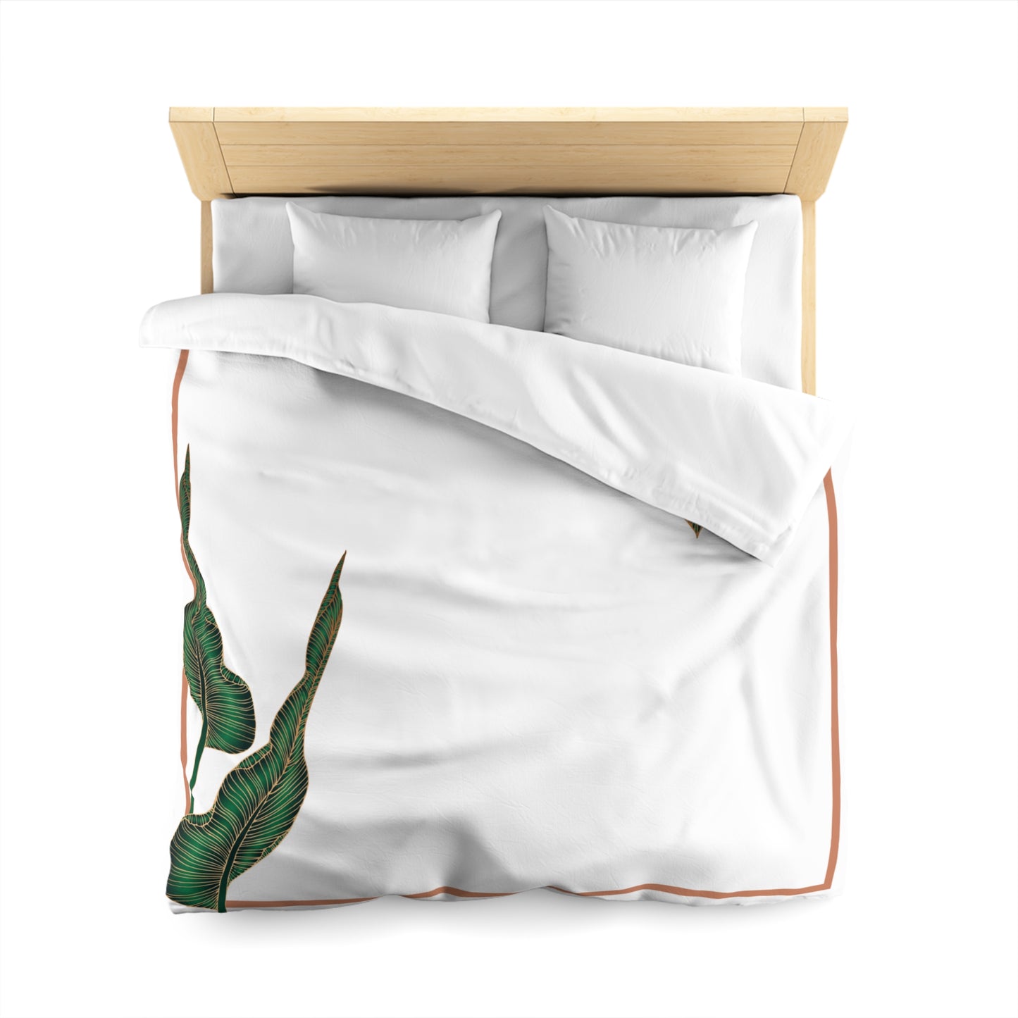 Chilli and Bandit Heeler-Border and leaves-Inspired Microfiber Duvet Cover